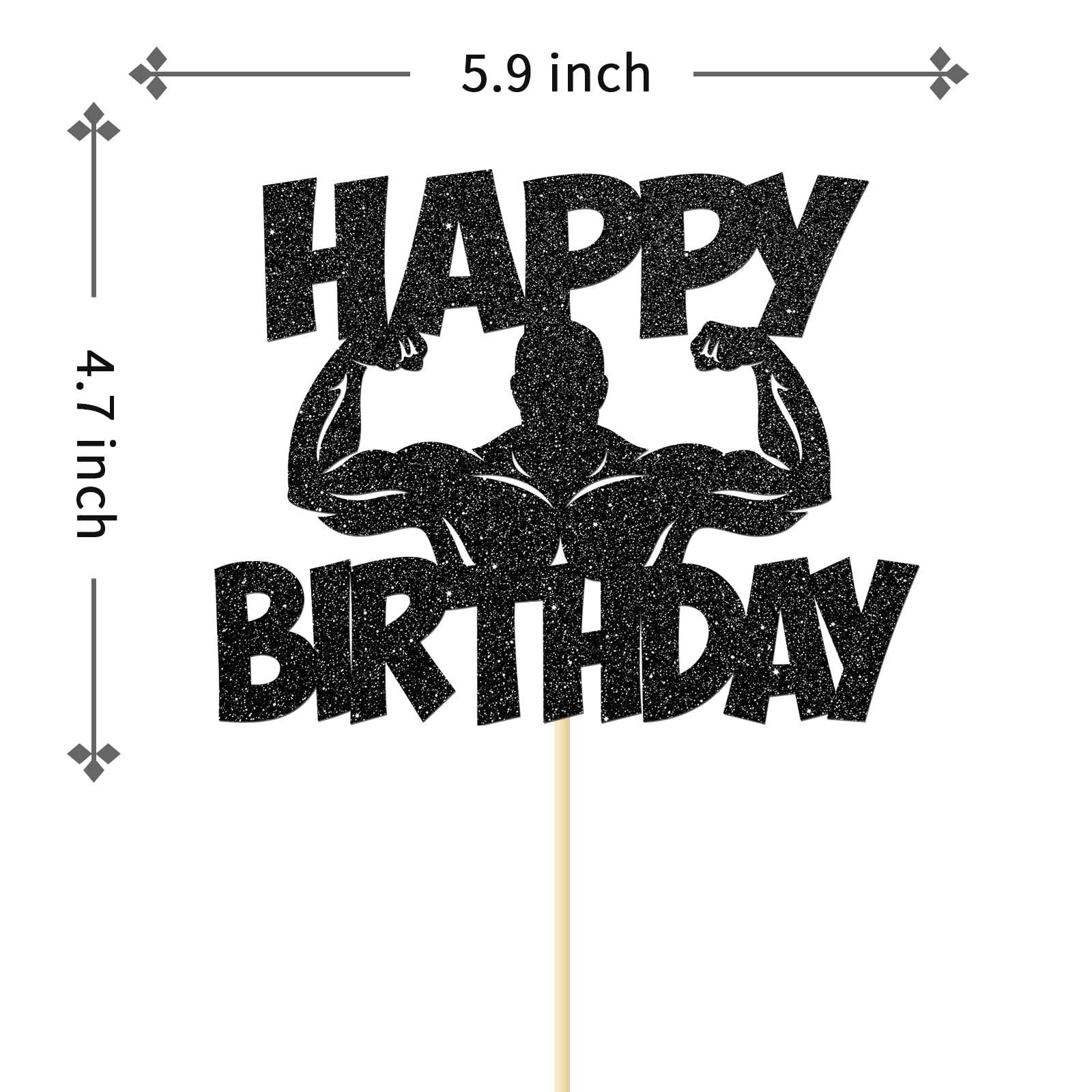 Fitness Theme Happy Birthday Cake Topper - Gym & Sports Style Party Decorations for Men - Muscle Man Cake Decor - Perfect for Bodybuilder Birthdays, Gym Parties & Athlete Celebrations