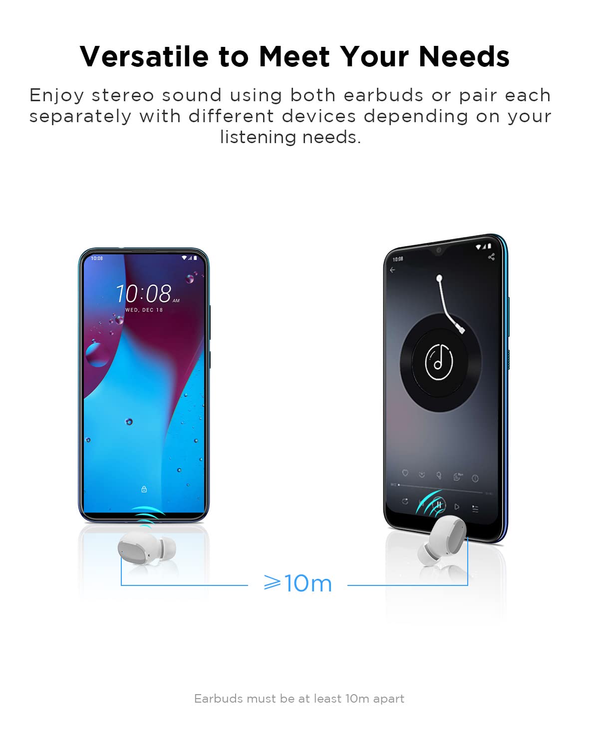 HTC Wireless Headphones Bluetooth 5.1 Earbuds with Built-in Mic, Touch Control & Deep Bass - for Calls, Office Work, Running & Gym (Fast US Shipping 5-7 Days) | Perfect for Commuting, Workouts & Online Meetings