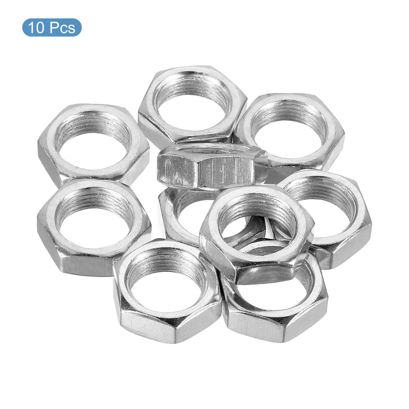PATIKIL M14 x 1.0 Steel Hex Nuts - 10 Pack Metric Thread Zinc Plated Fasteners (7mm Height) - Perfect for Automotive, Machinery & DIY Projects