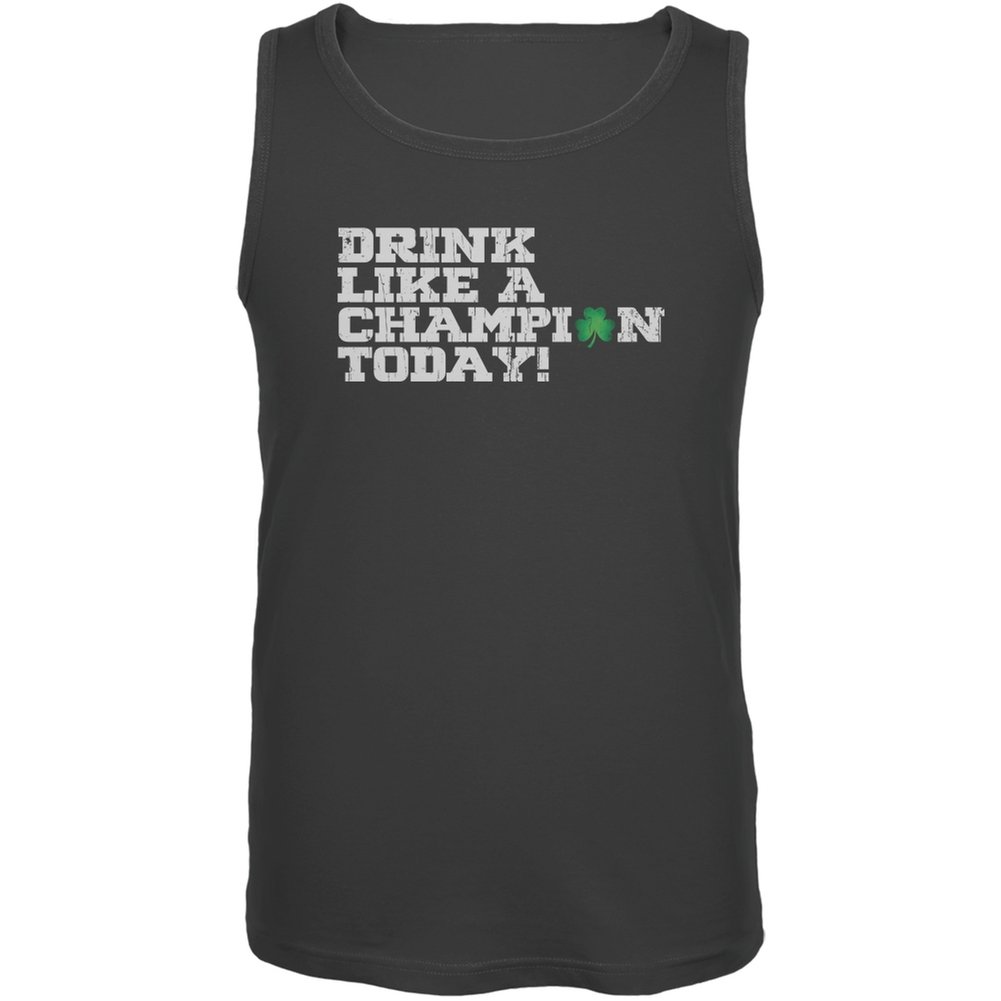 St. Patrick's Day Drink Like a Champion Charcoal Grey Men's Tank Top - Perfect for Irish Pub Crawls & St. Paddy's Day Parties