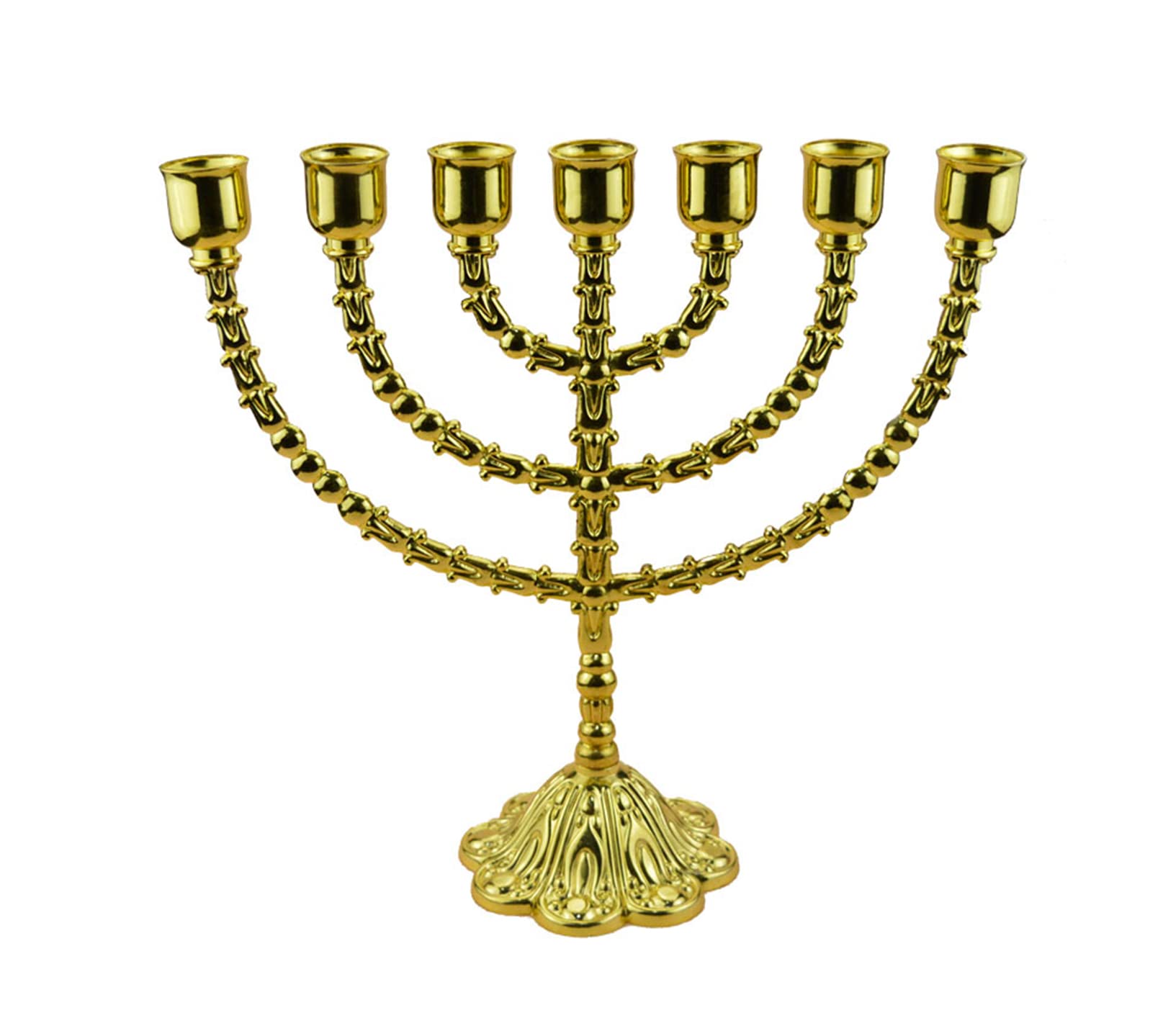 Yx-outdoor Large Judaica Israel 7-Branch Menorah Candle Holder with 12 Tribes Symbols - Handcrafted Jerusalem Decor for Hanukkah, Jewish Home Decor & Romantic Gifts for Holidays, Weddings & Special Occasions