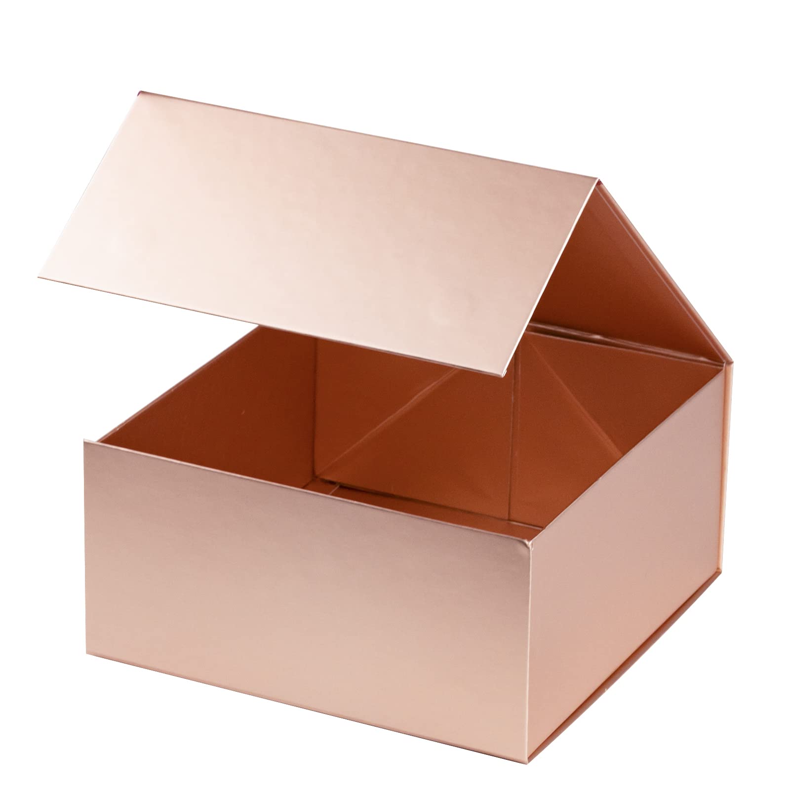 RUSPEPA 8x8x4 Inches Rose Gold Magnetic Gift Box with Lid - Collapsible Medium Birthday Present Box (1 Piece) - Perfect for Jewelry, Cosmetics, and Party Favors