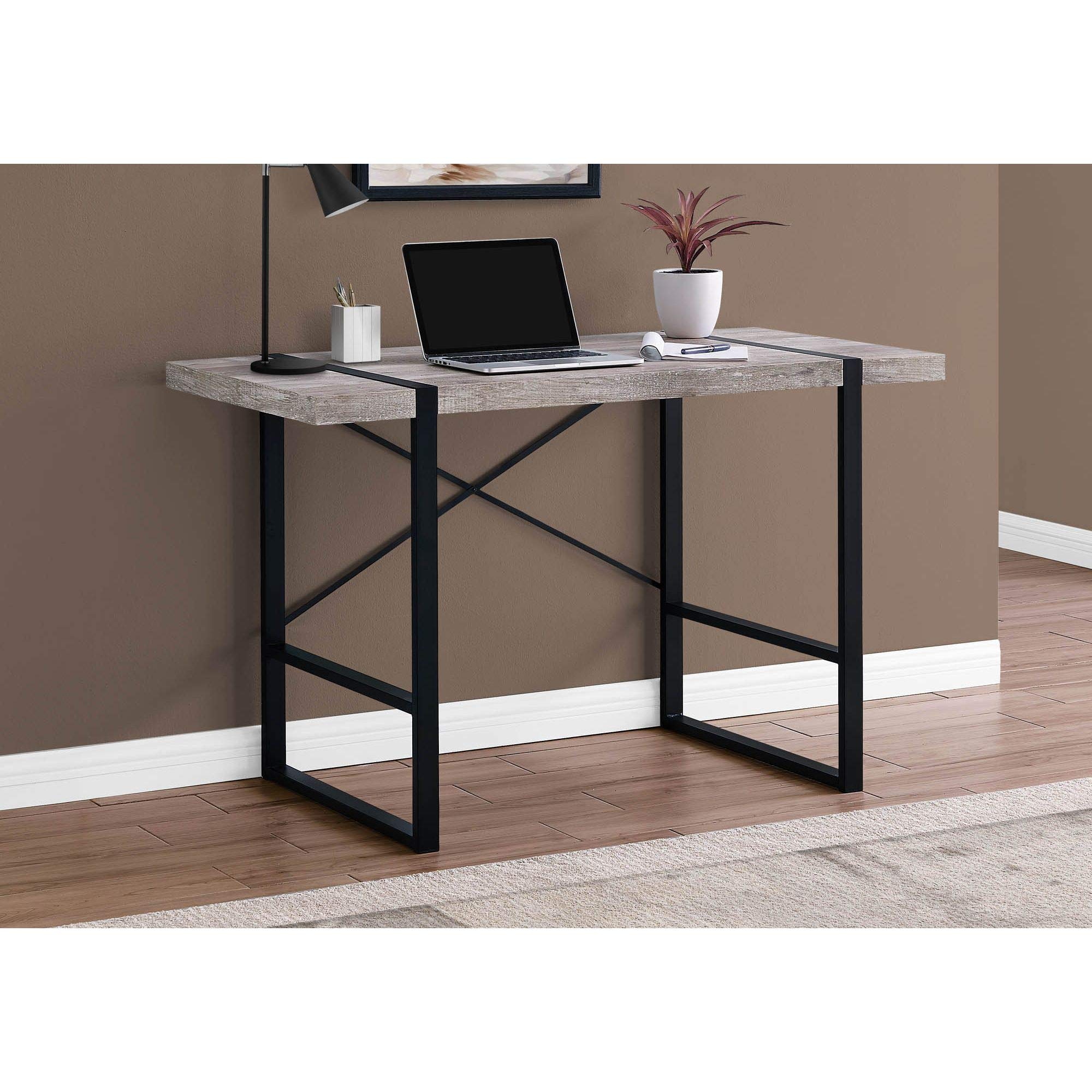Offex 48 Inch Reclaimed Wood Look Modern Computer Desk with Black Metal Tube Legs - Home Office, Study, Gaming & Workspace Desk for Small Spaces