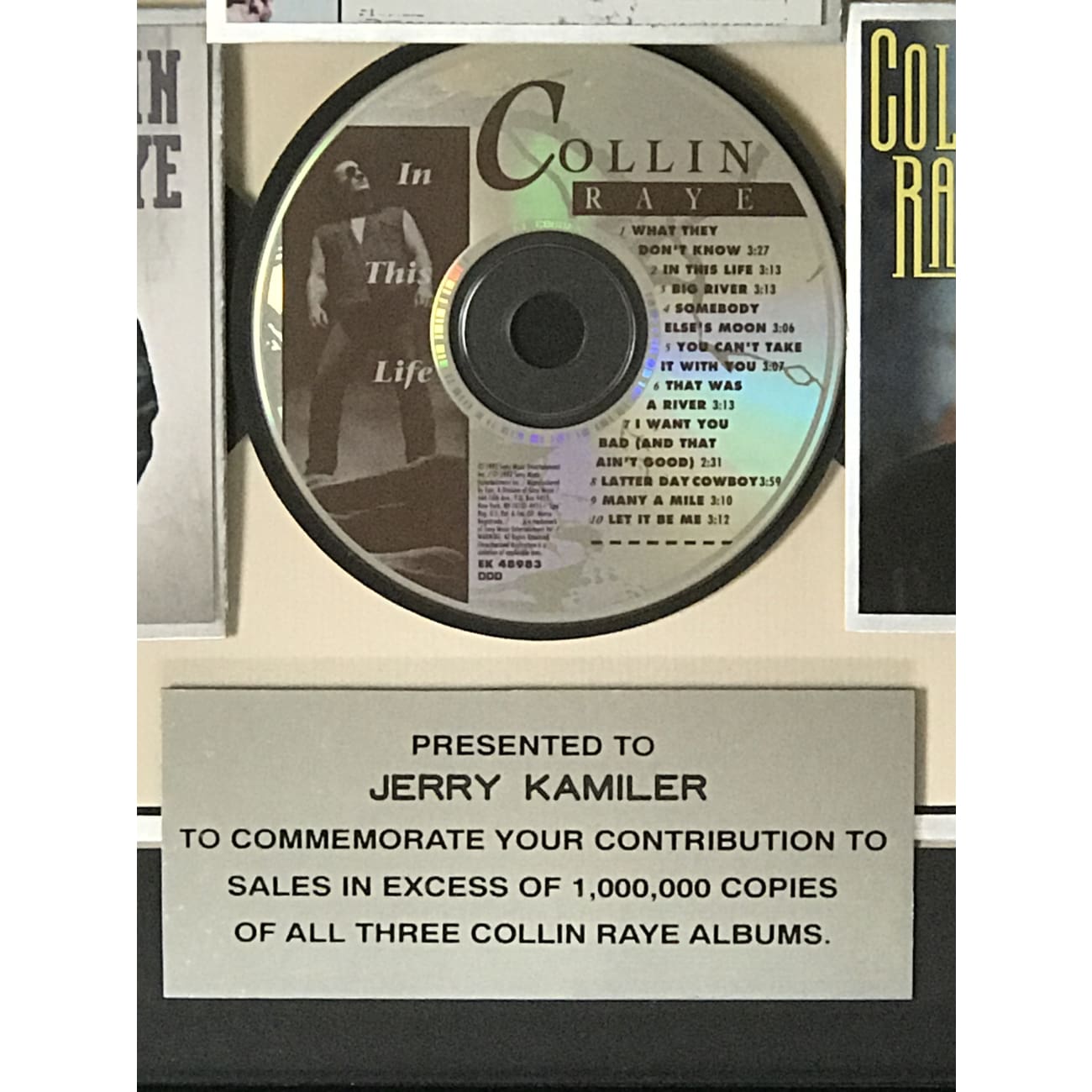 Collin Raye In-House Award - Premium Collectible Music Memorabilia for Fans & Display
