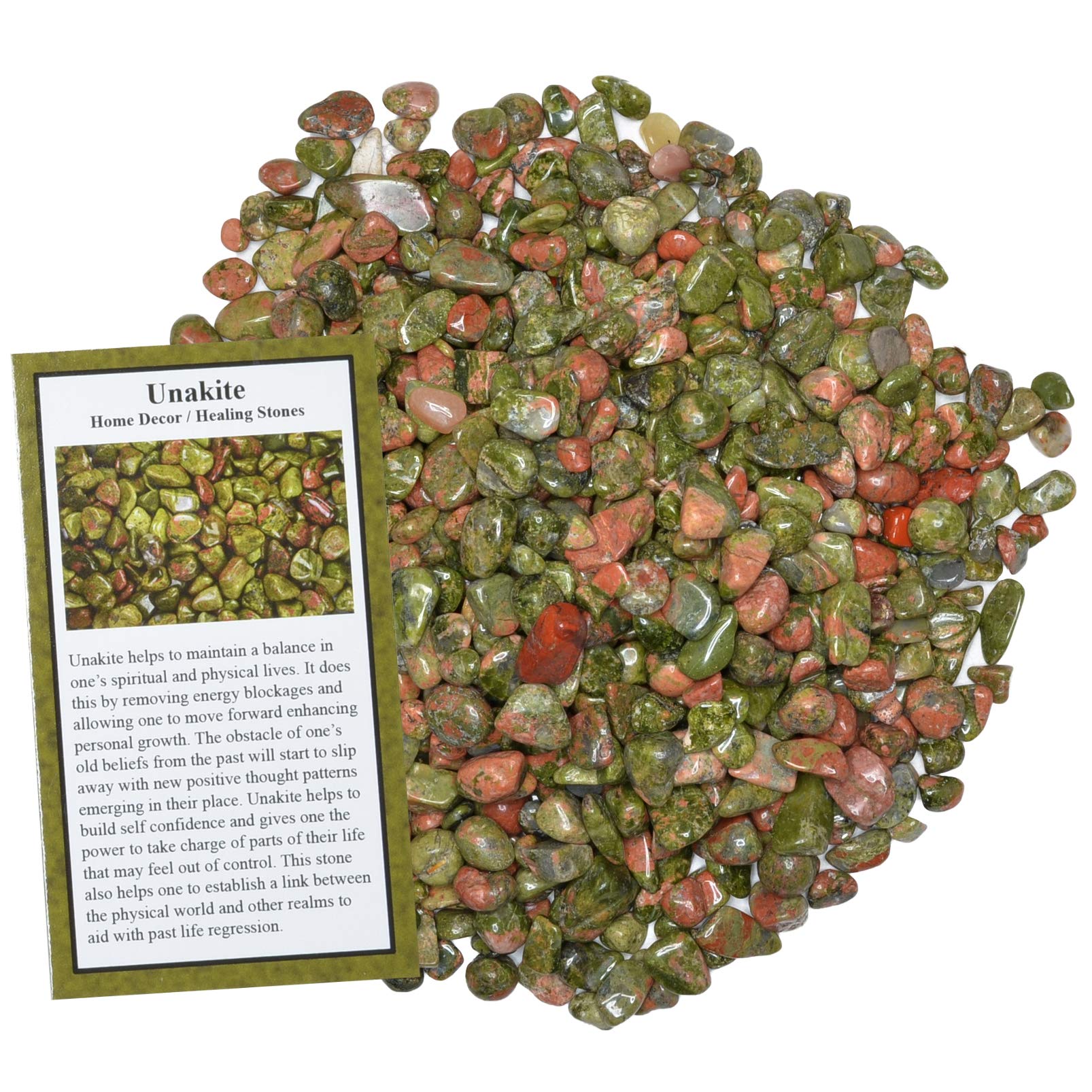 1 lb Tumbled Unakite Stone Chips - Natural Polished Rocks for DIY Crafts, Home Decor, Vase Filler, Crystal Healing, Jewelry Making | Perfect for Meditation, Reiki Energy Work, and Creative Art Projects