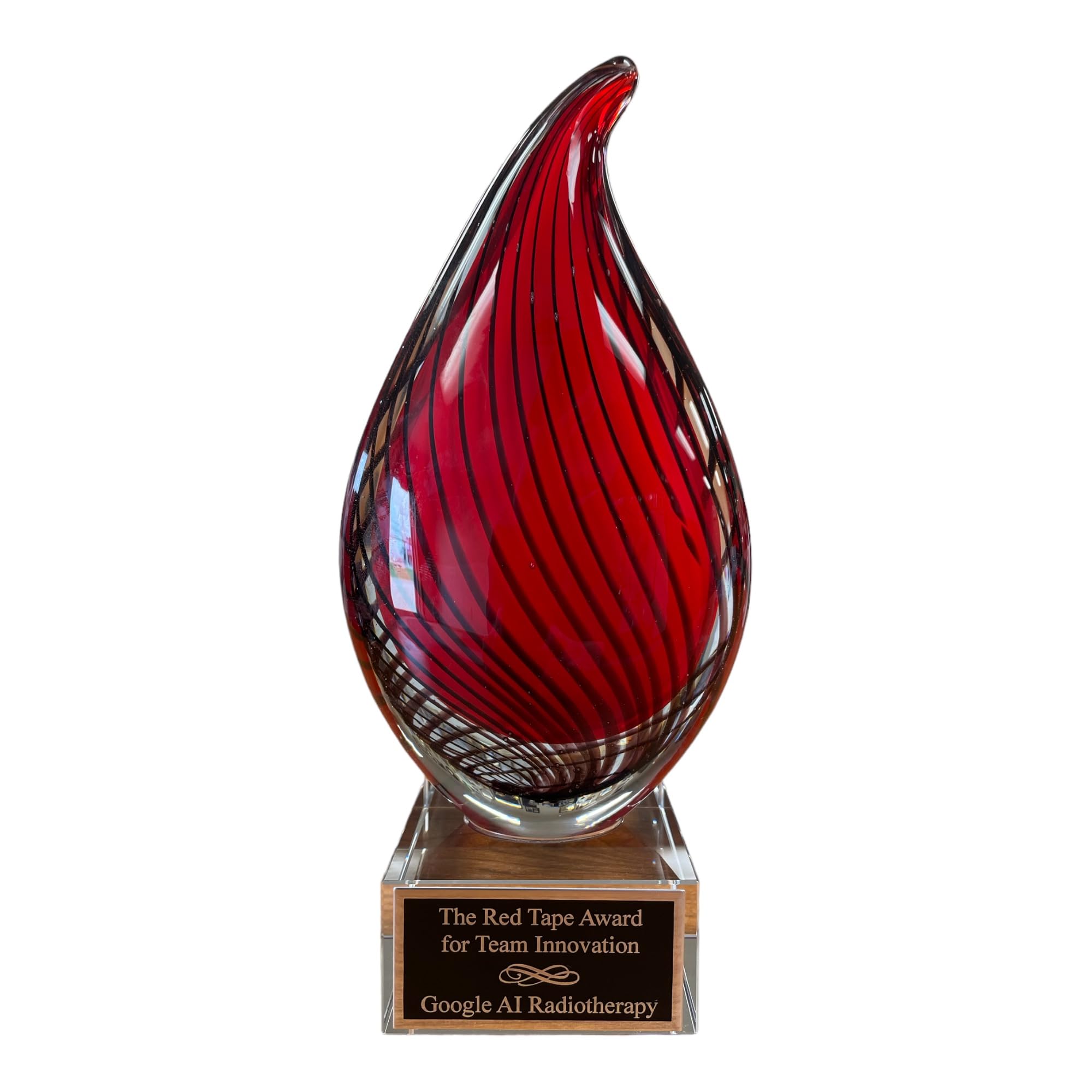 Custom Engraved Hit Trophy Red Drop Art Glass - Personalized Gift for Awards, Sports & Special Occasions | Free Engraving Included