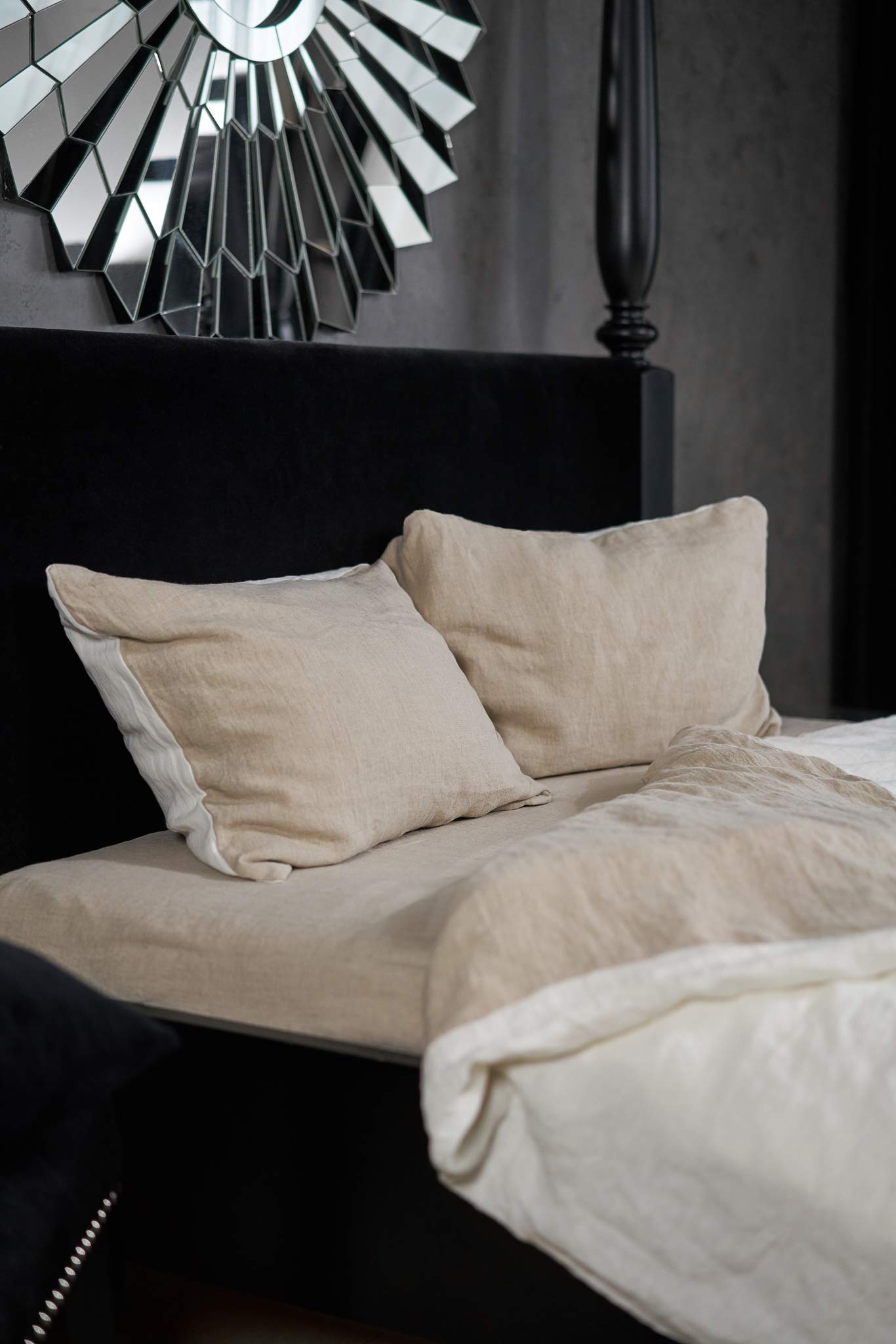 Premium Stone Washed White Linen Duvet Cover with Natural Square Pattern - Ultra Soft Handmade Lithuanian Flax Bedding Set (Custom Sizes Available) for Luxury Master Bedroom & Guest Room Decor