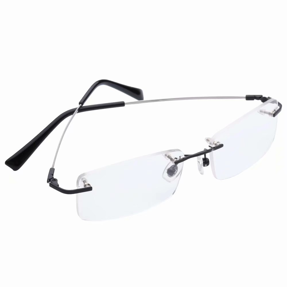 Black Super Light Rimless Bifocal Reading Glasses +1.00 Strength for Men & Women - Comfortable Eyewear for Reading, Computer Use & Daily Activities