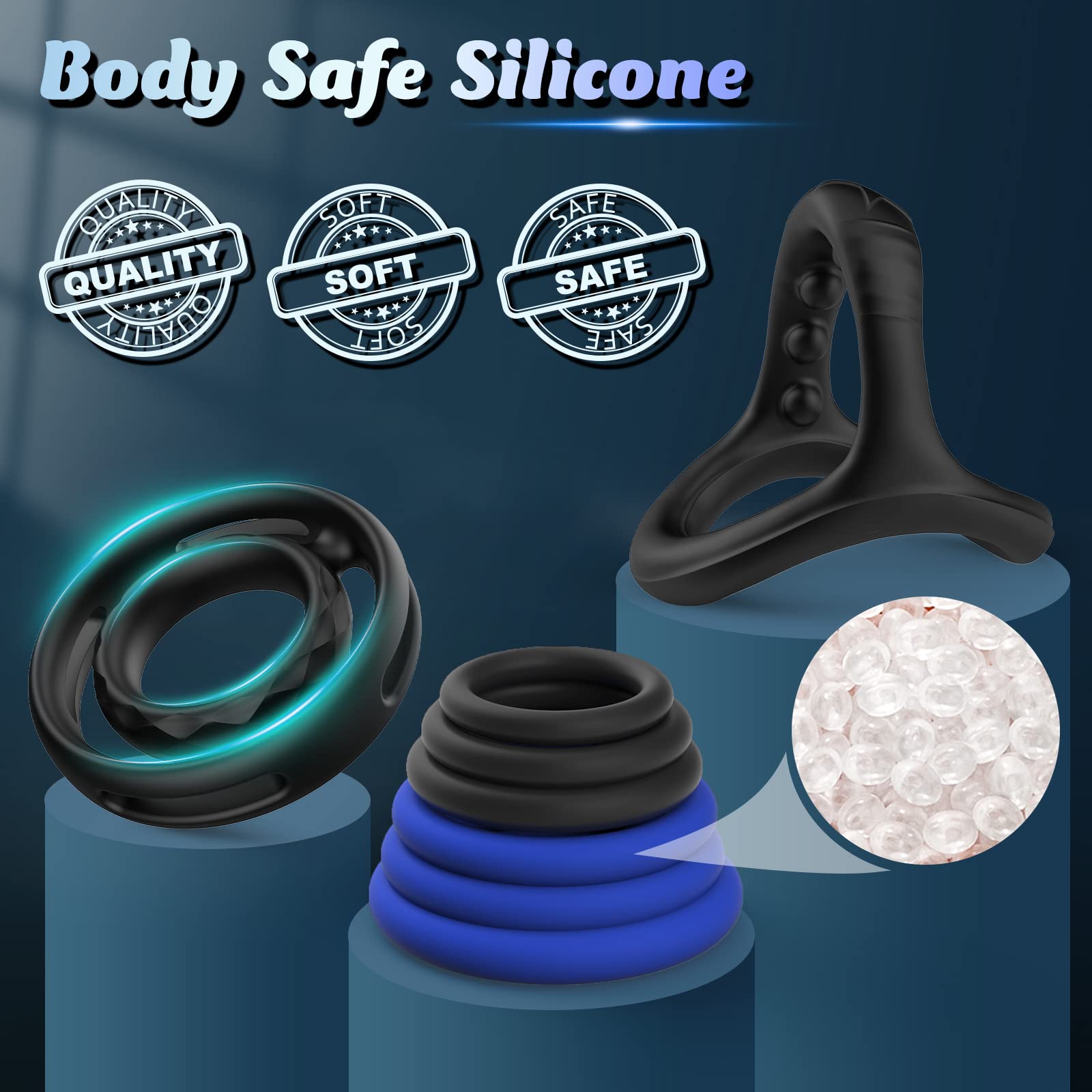 8 Sizes Silicone Cock Ring Set for Men - Stretchy Penis Ring Enhancer for Stronger & Longer Lasting Erections, Couples Adult Sex Toy - Perfect for Spicing Up Your Intimate Moments & Bedroom Play