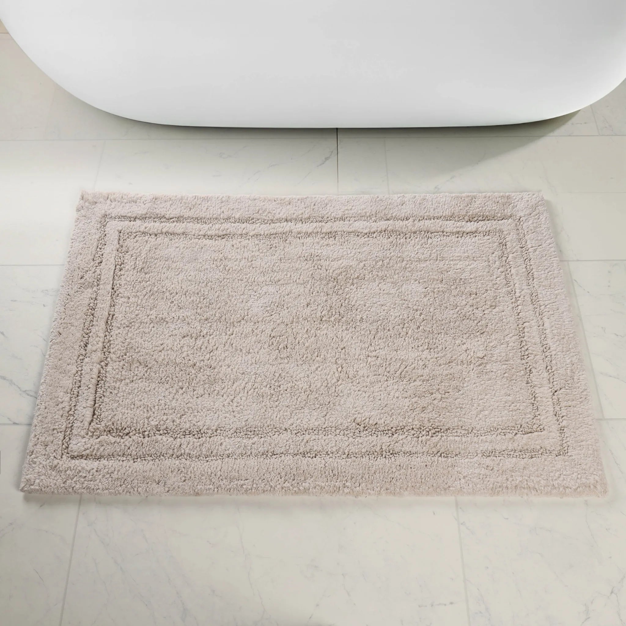 Non-Slip Cotton Bathroom Rug Set - 2 Piece Washable Absorbent Bath Mat with Anti-Skid Backing for Bathroom, Shower & Vanity Area