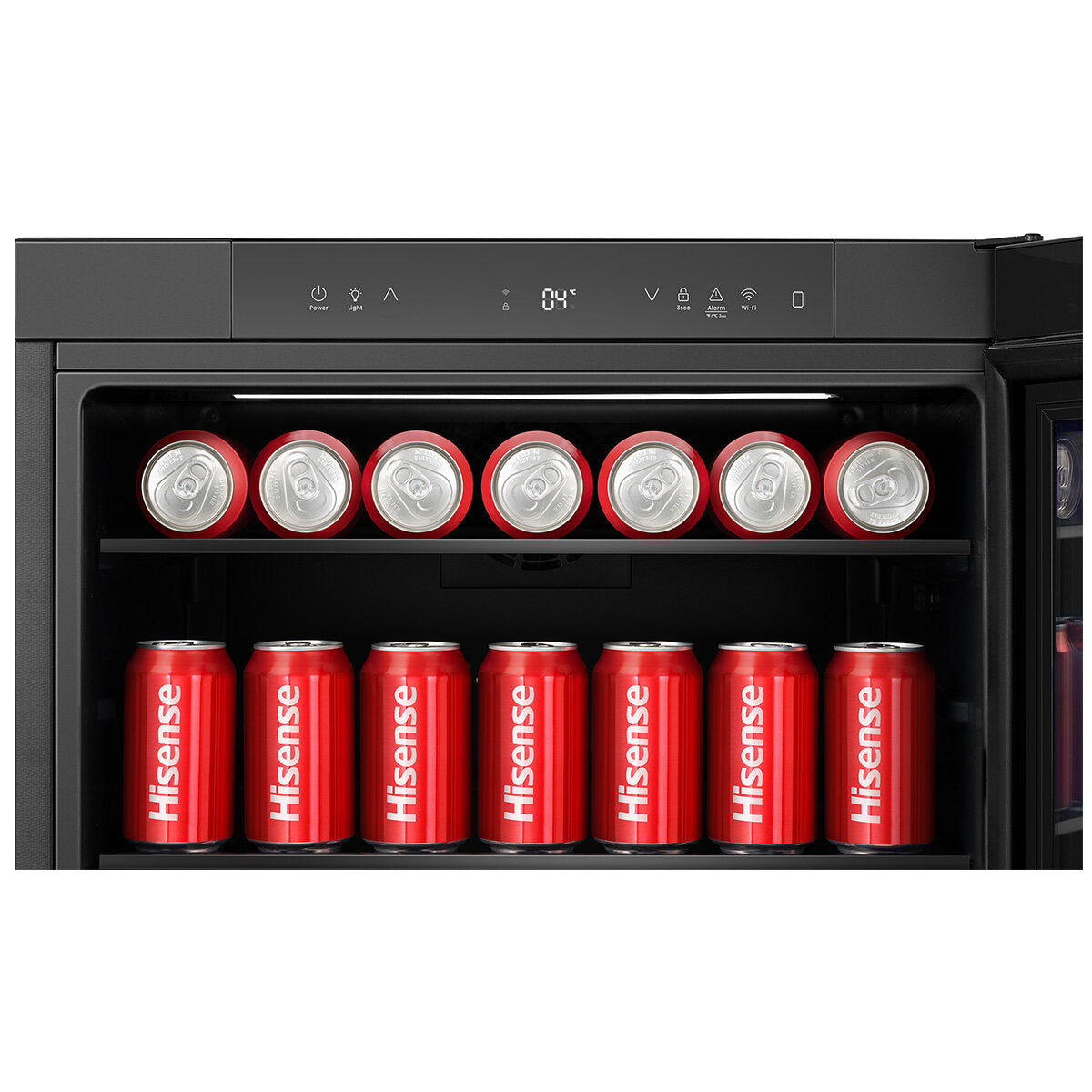 Hisense 140 Can Beverage Cooler HRBC137 - Energy Efficient Mini Fridge for Soda, Beer & Wine - Perfect for Home Bar, Office, or Man Cave (Black)