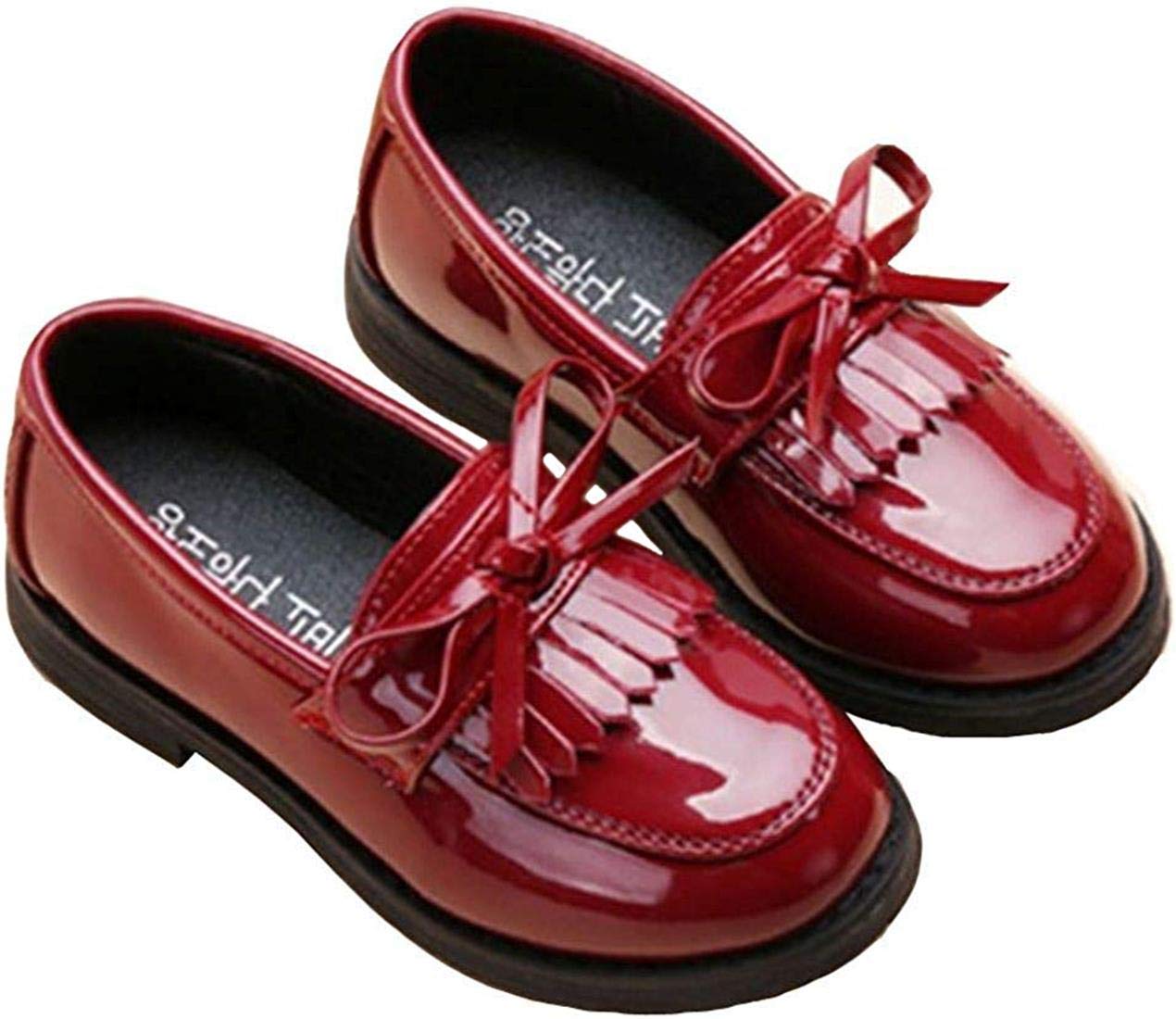 Girls Patent Leather Penny Loafers - Slip-On School Uniform Shoes for Dress & Everyday Wear - Shiny Oxford Flats for Class, Church & Special Occasions