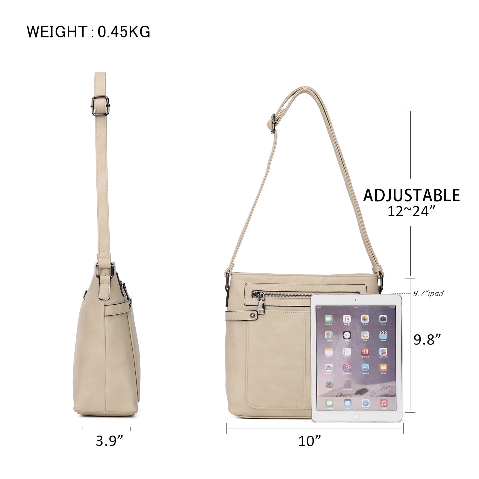 KouLi Buir Women's PU Leather Crossbody Bag with Multi Pockets for Daily Use