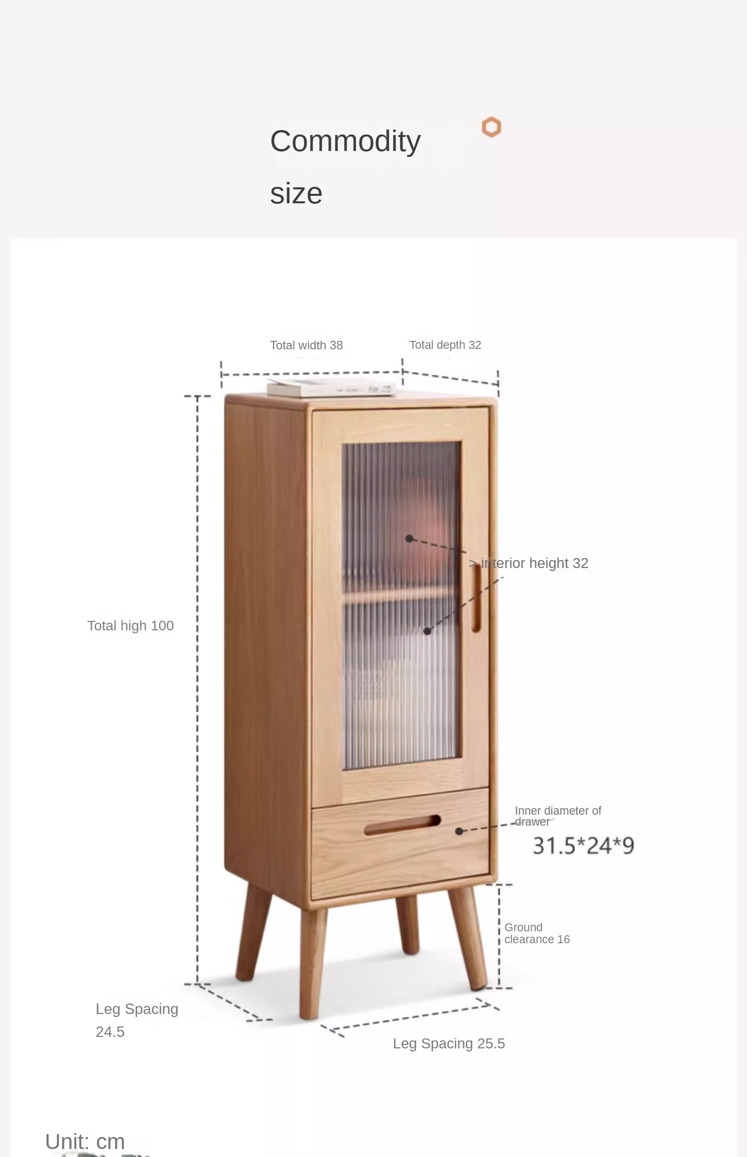 Solid Oak Wood Glass Door Display Cabinet - Stylish Storage for Living Room, Bedroom, or Office
