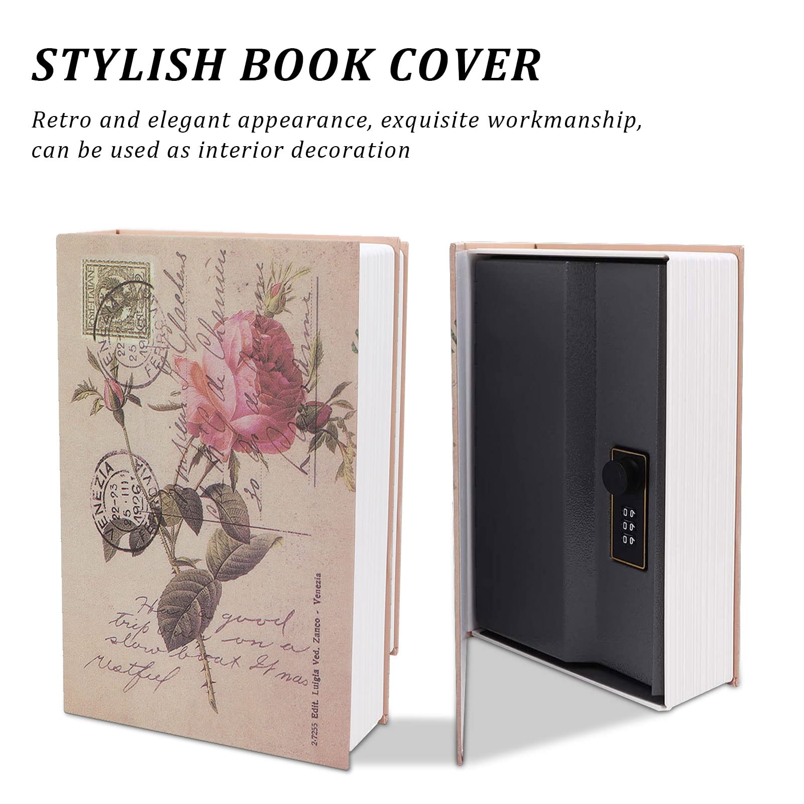 9.6x6.2x2.2in Book Safe Box - Hidden Dictionary Storage Container with Combination Lock | Portable Mini Safe for Money, Documents, Bank Cards | Perfect for Home Security, Travel & Emergency Cash Storage