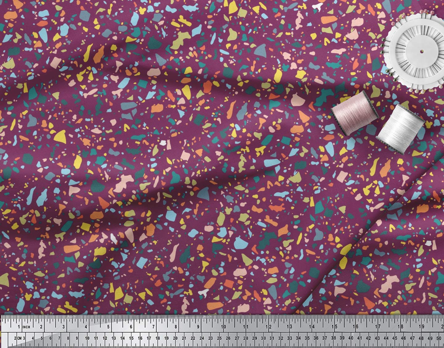 Soimoi Moss Georgette Pink Fabric by The Yard - 42 Inch Wide Aboriginal Mosaic Inspired Printed Textile for Unique DIY Projects, Cultural Artistic Patterns - Perfect for Dresses, Curtains & Home Decor