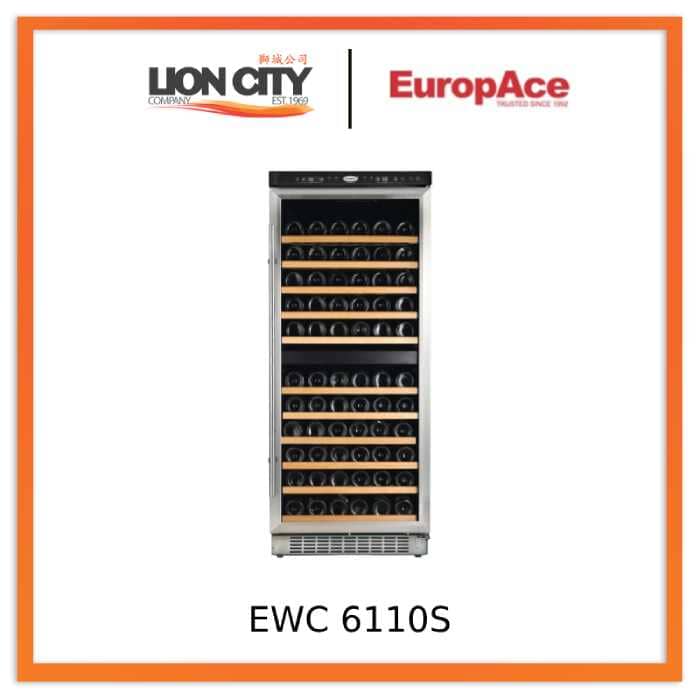 Europace EWC 6110S 110 Bottle Wine Cooler - Energy Efficient Dual Zone Wine Refrigerator for Home & Restaurant Use