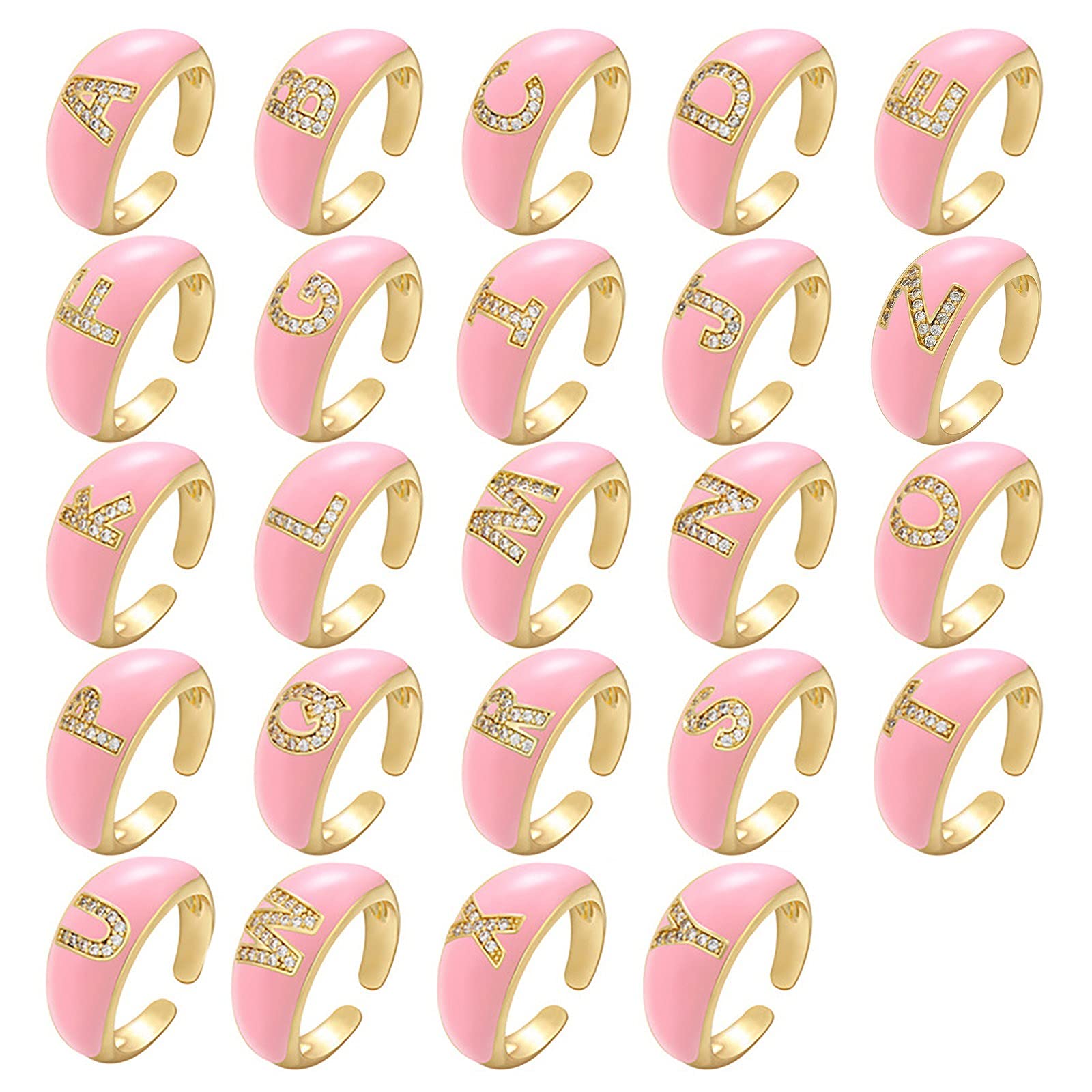 Women's Gold Adjustable Signet Ring - Initial Letter T Open Alphabet Ring - Elegant & Cute Jewelry for Everyday Wear, Gifts & Special Occasions