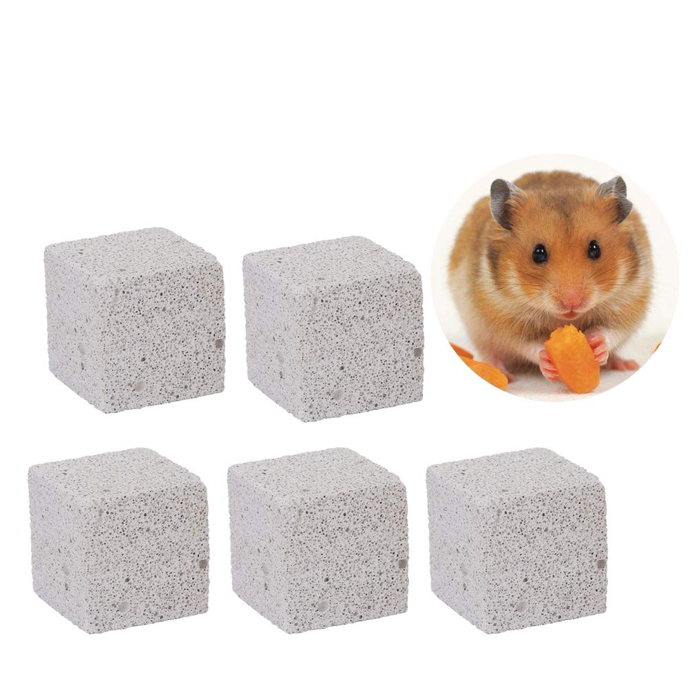 Natural Mineral Stone Chew Toy for Small Pets - 4.5cm Teeth Grinder for Hamster, Rat, Chinchilla & Rabbit (Pack of 5) | Promotes Dental Health & Prevents Overgrown Teeth - Perfect for Cage Enrichment & Stress Relief