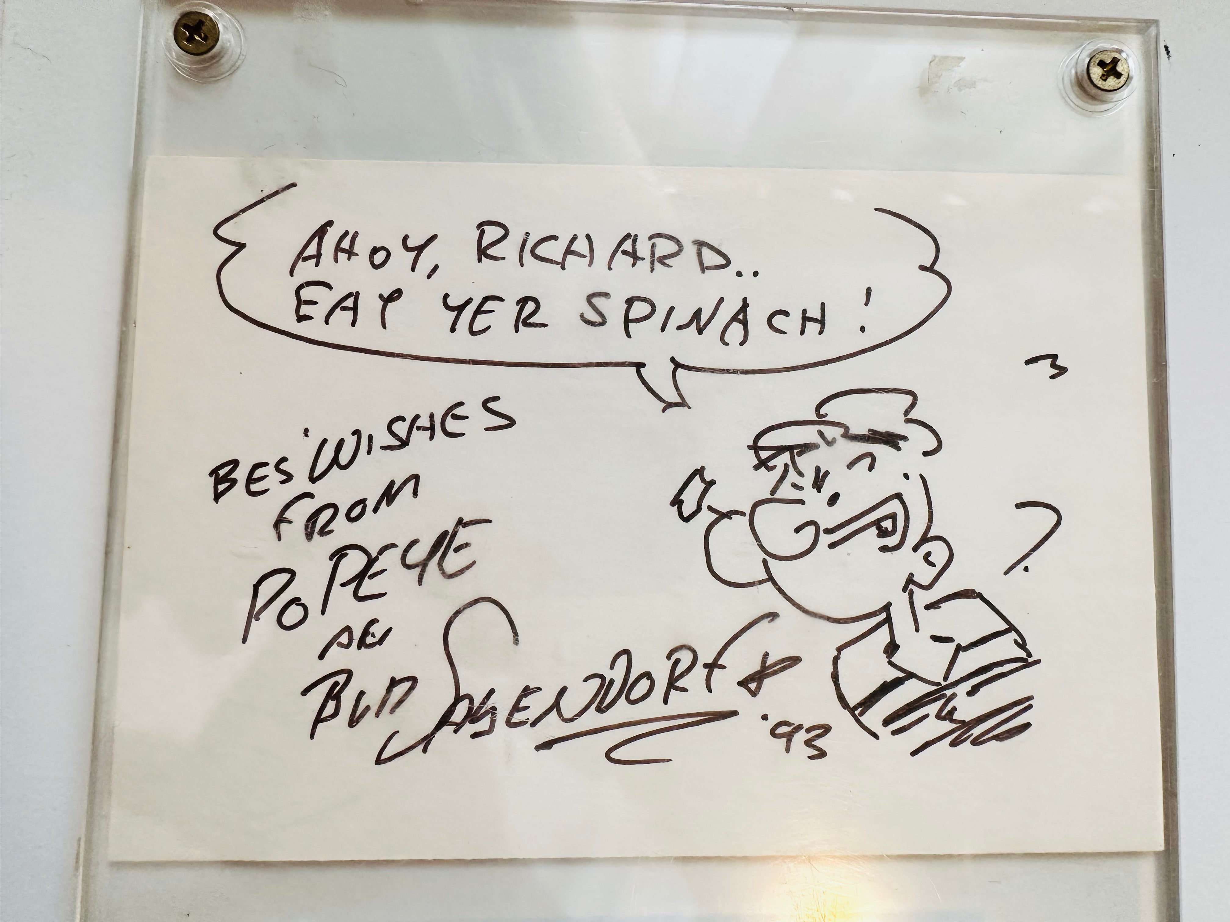 Original Popeye Art Sketch by Bud Sagendorf - Rare Collectible with COA - Perfect for Vintage Comic Fans & Animation Memorabilia Collectors