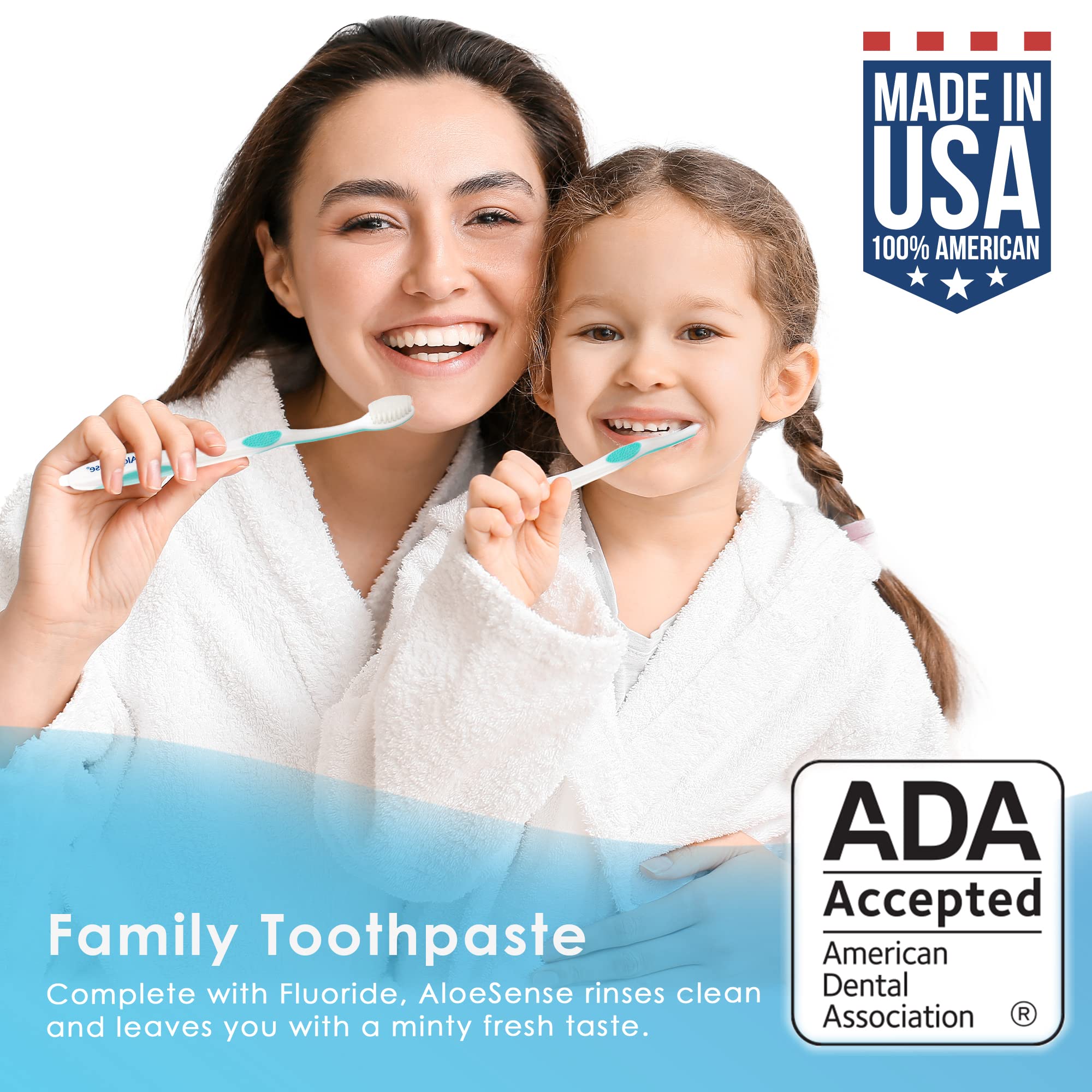 **Fluoride Toothpaste for Sensitive Teeth & Gum Care - Natural Aloe Vera & Mint Flavor, ADA Approved (5 oz, 3 Pack) | Gentle Whitening & Fresh Breath for Daily Oral Care**