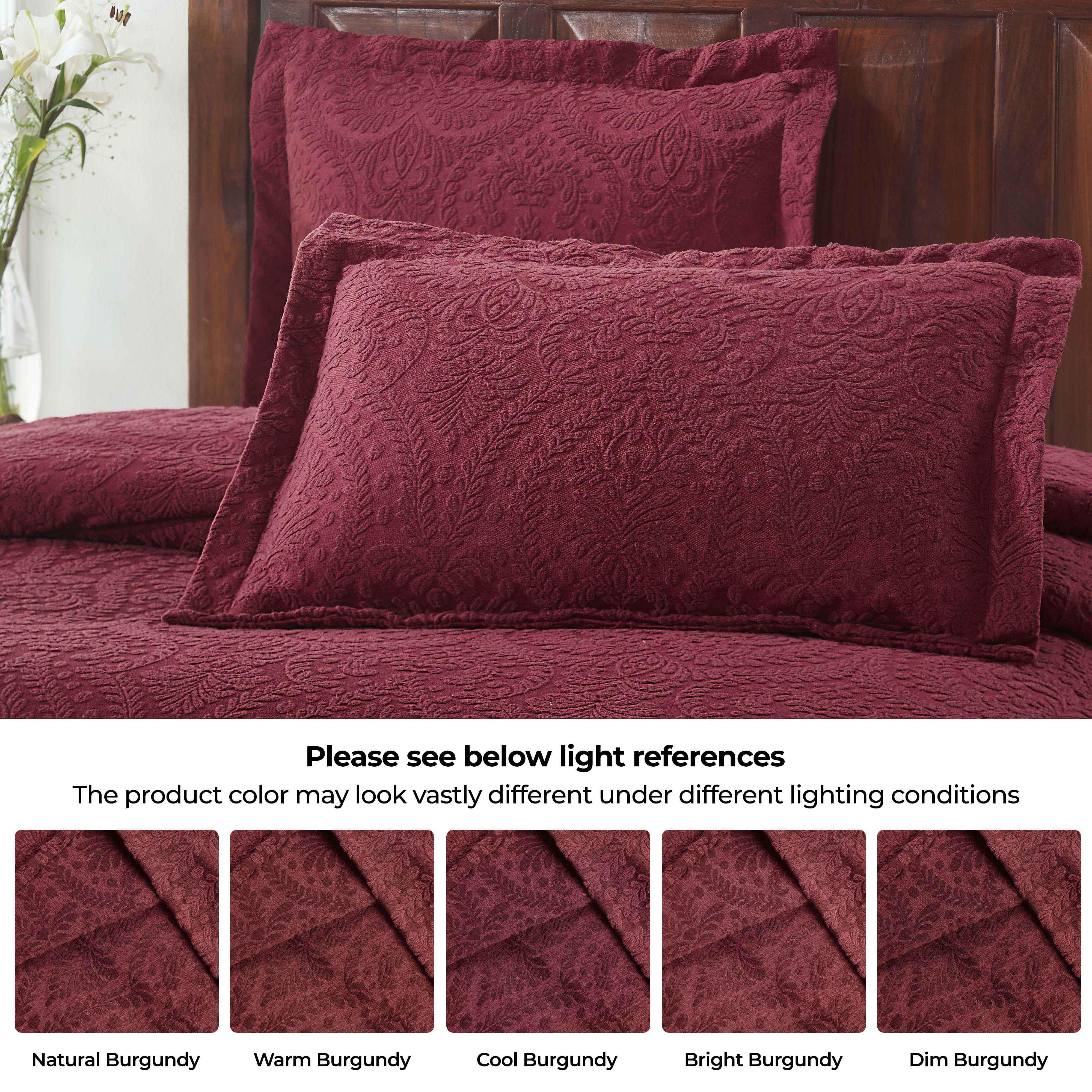 Premium Aspen Cotton Blend Jacquard Floral Bedspread Set with Scalloped Edge - Queen Size Luxury Bedding for Master Bedroom & Guest Room Decor