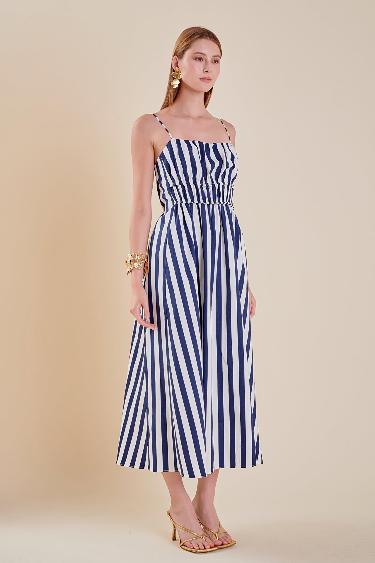 English Factory Striped Sleeveless Maxi Dress for Women - Summer Beach Vacation, Garden Party & Casual Outfit