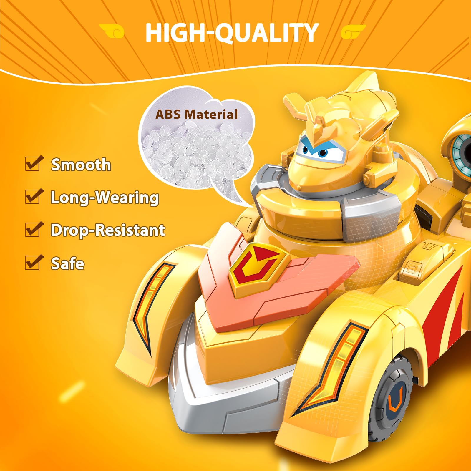 Super Wings Race Car Toys for Kids - 2-in-1 Spinning Tops & Vehicle Set with Golden Boy (5 Pack) - Fun Educational Toys for Boys Ages 3-8 - Perfect for Birthday Gifts, Playtime & Racing Games
