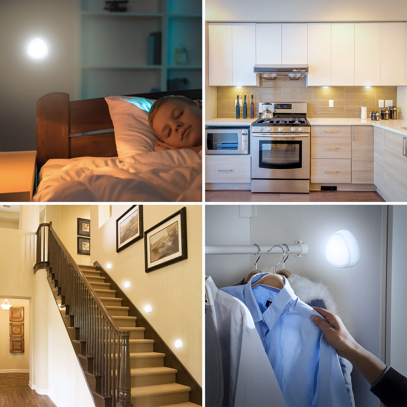 EverBrite LED Puck Lights - Wireless Remote Controlled Tap Lights with 12 RGB Colors, 3-Pack - Under Cabinet Lighting for Kitchen, Closet, Pantry, Stairs & Wardrobe - Battery Powered (Includes 9 AAA Batteries)
