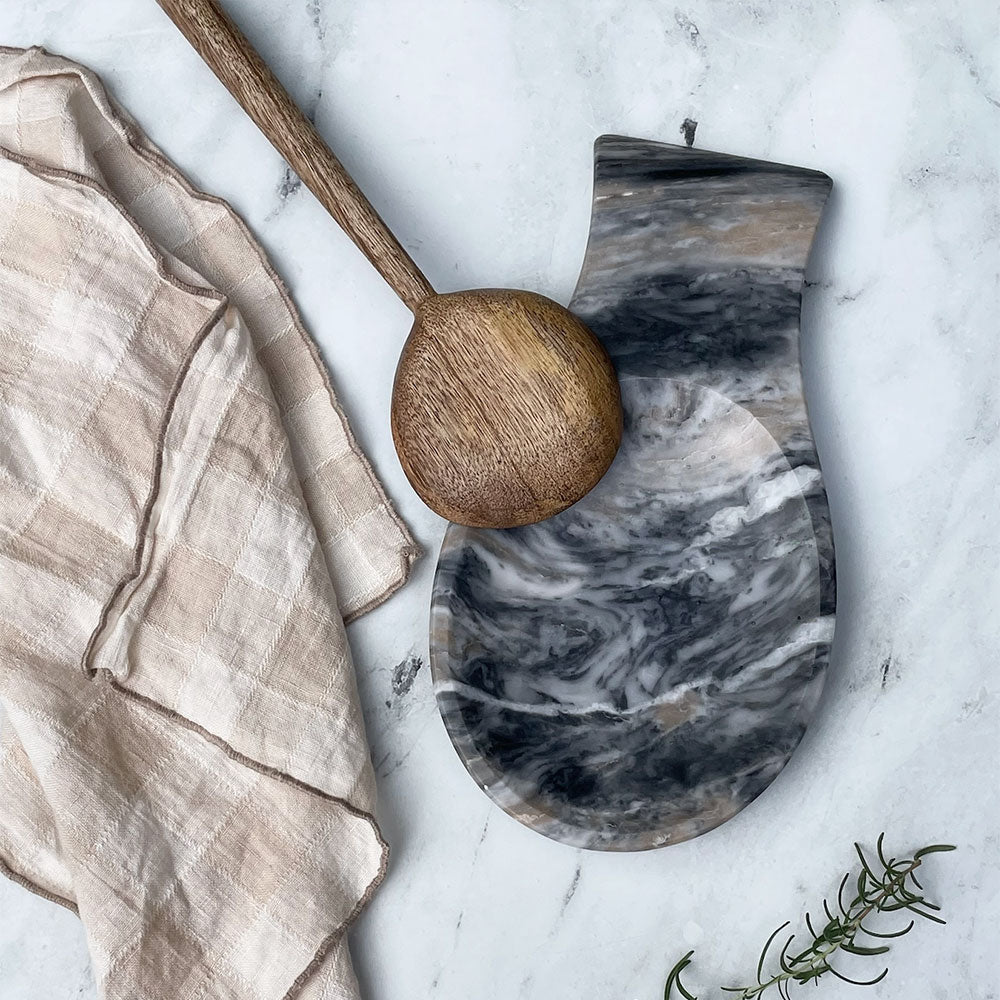 Premium Oversized Marble Spoon Rest - Elegant Kitchen Countertop Organizer for Cooking & Serving | Perfect for Stovetop, Dining Table & Kitchen Decor