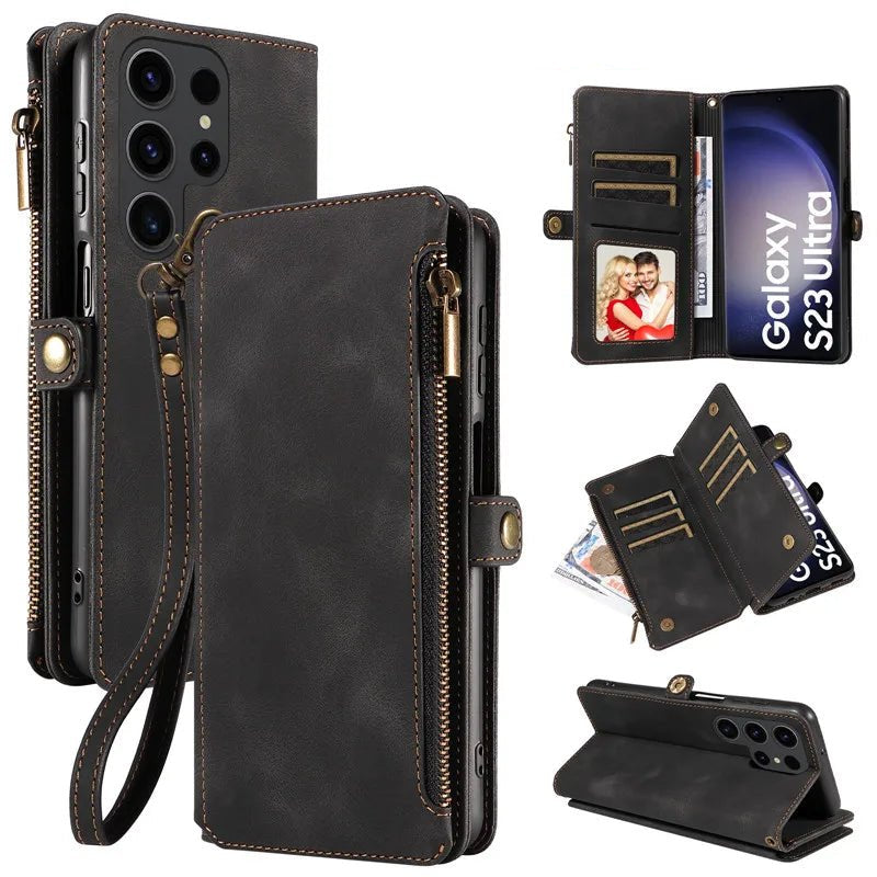 Samsung Galaxy S25 Ultra Leather Flip Wallet Case - Premium Protective Cover with Card Holder & Kickstand for Daily Use, Travel & Business