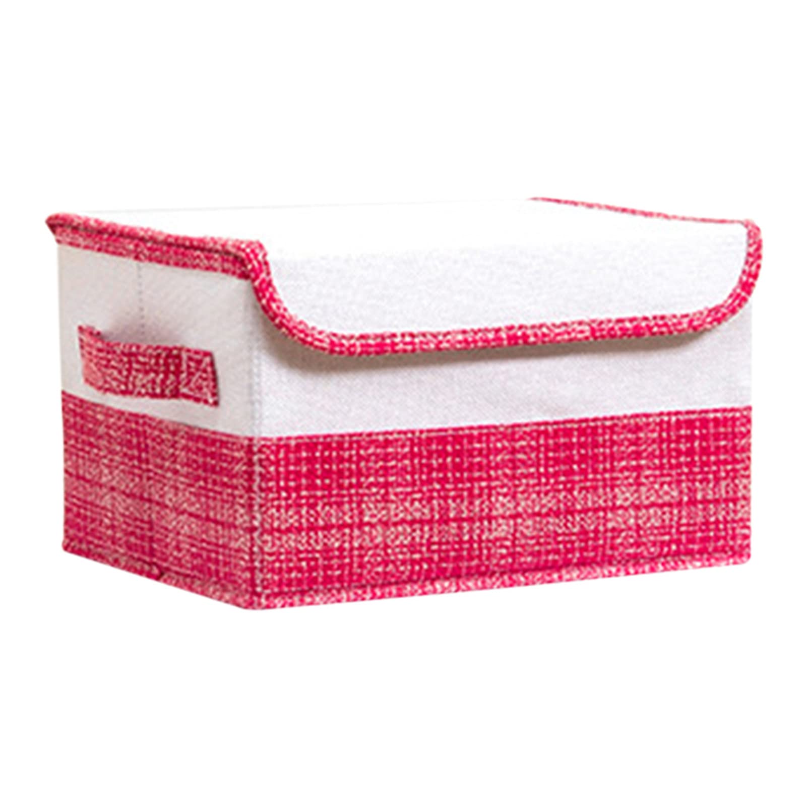 Hwangli Foldable Storage Basket with Lid - Large Capacity Cotton Linen Rectangle Clothes Organizer Box for Closet, Bedroom, Nursery & Home Organization