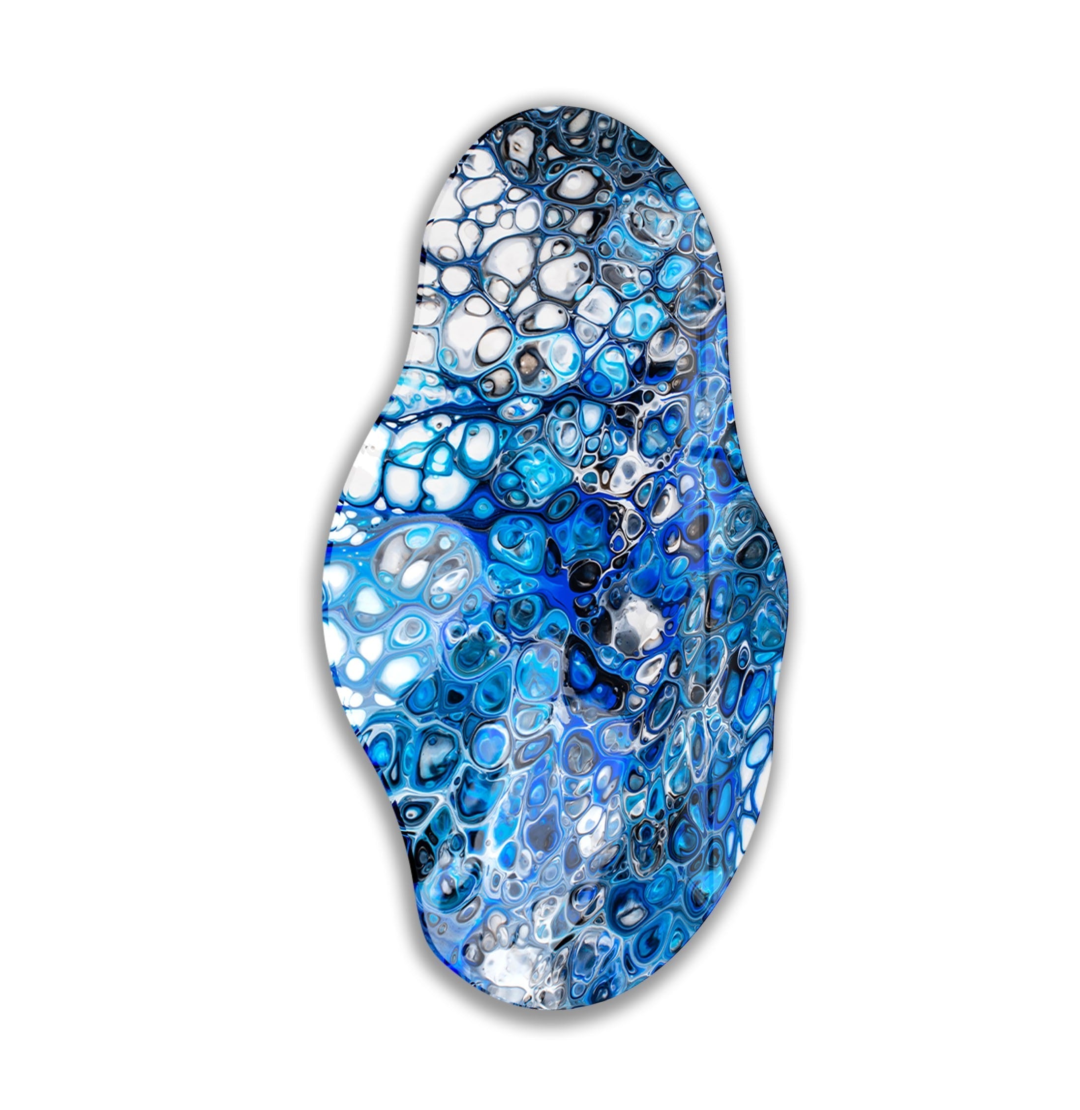 Blue Bubble Abstract Glass Wall Art - Modern Home Decor for Living Room, Bedroom & Office - Handmade Glass Artwork for Stylish Interior Design