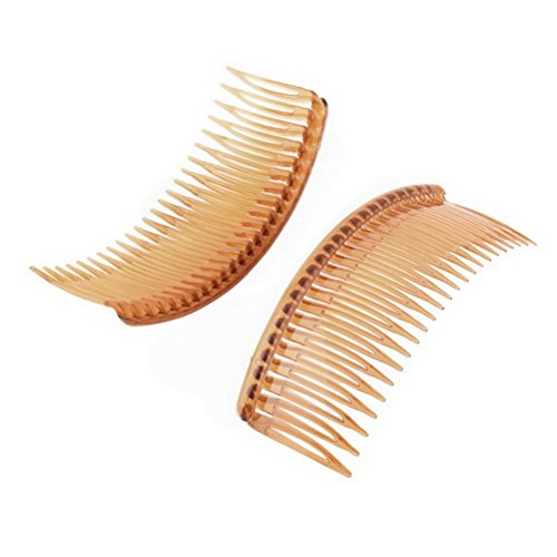 24 Teeth Plastic Hair Comb Clip for Women - 2 Pack Brown Hairpins for DIY Styling, Updos & Braids - Perfect for Parties, Weddings & Everyday Use by Uptell