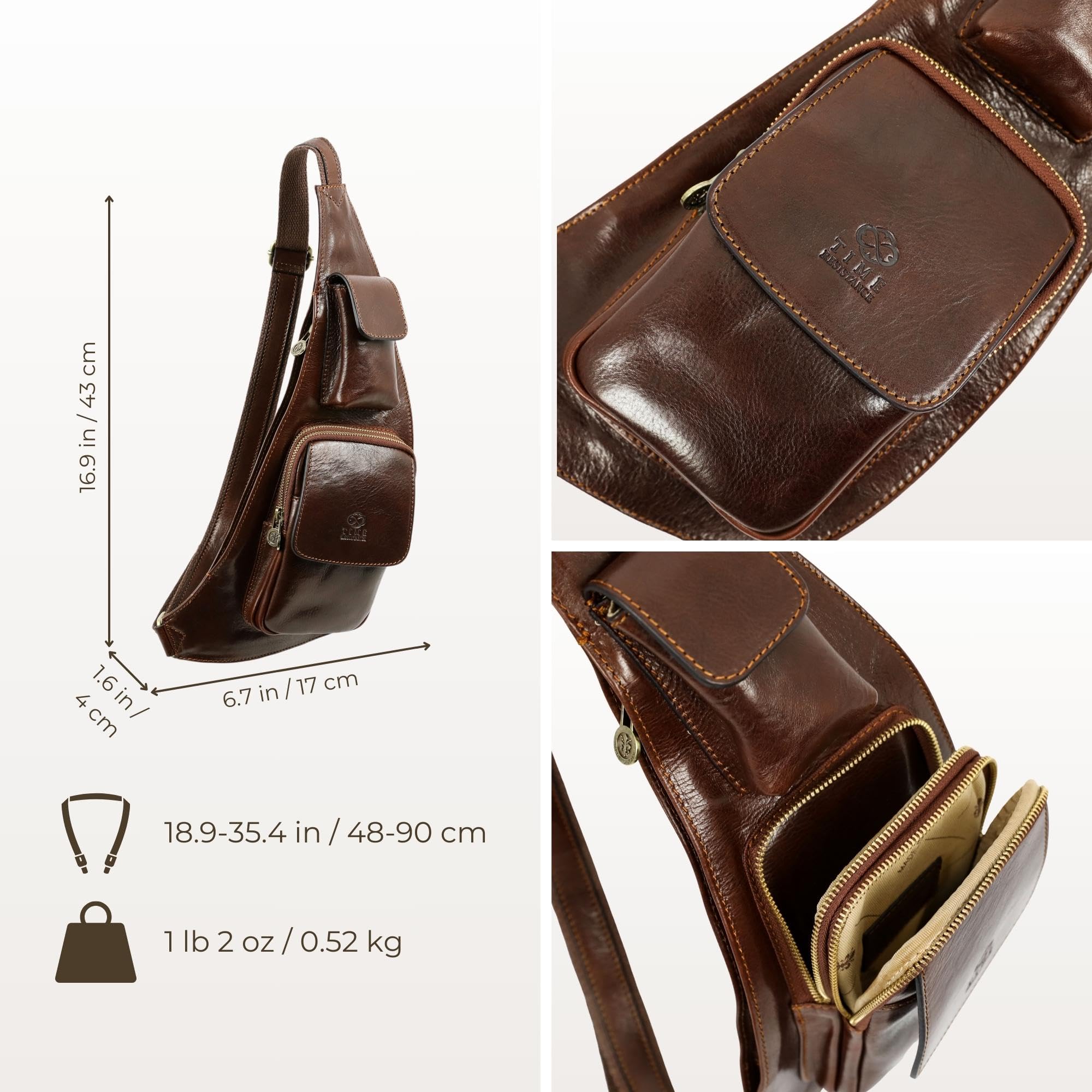 Premium Genuine Leather Sling Bag - Durable Crossbody Messenger Bag for Men & Women - Handcrafted Shoulder Backpack - Perfect for Travel, Work & Everyday Use