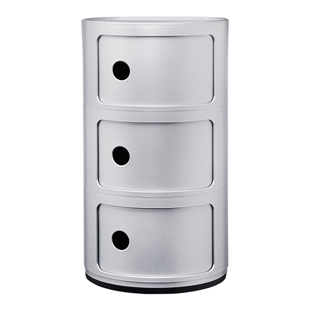 Componibili Round 3-Door Storage Tower - Modern Modular Organizer for Bedroom, Living Room & Office - Space-Saving Furniture Solution