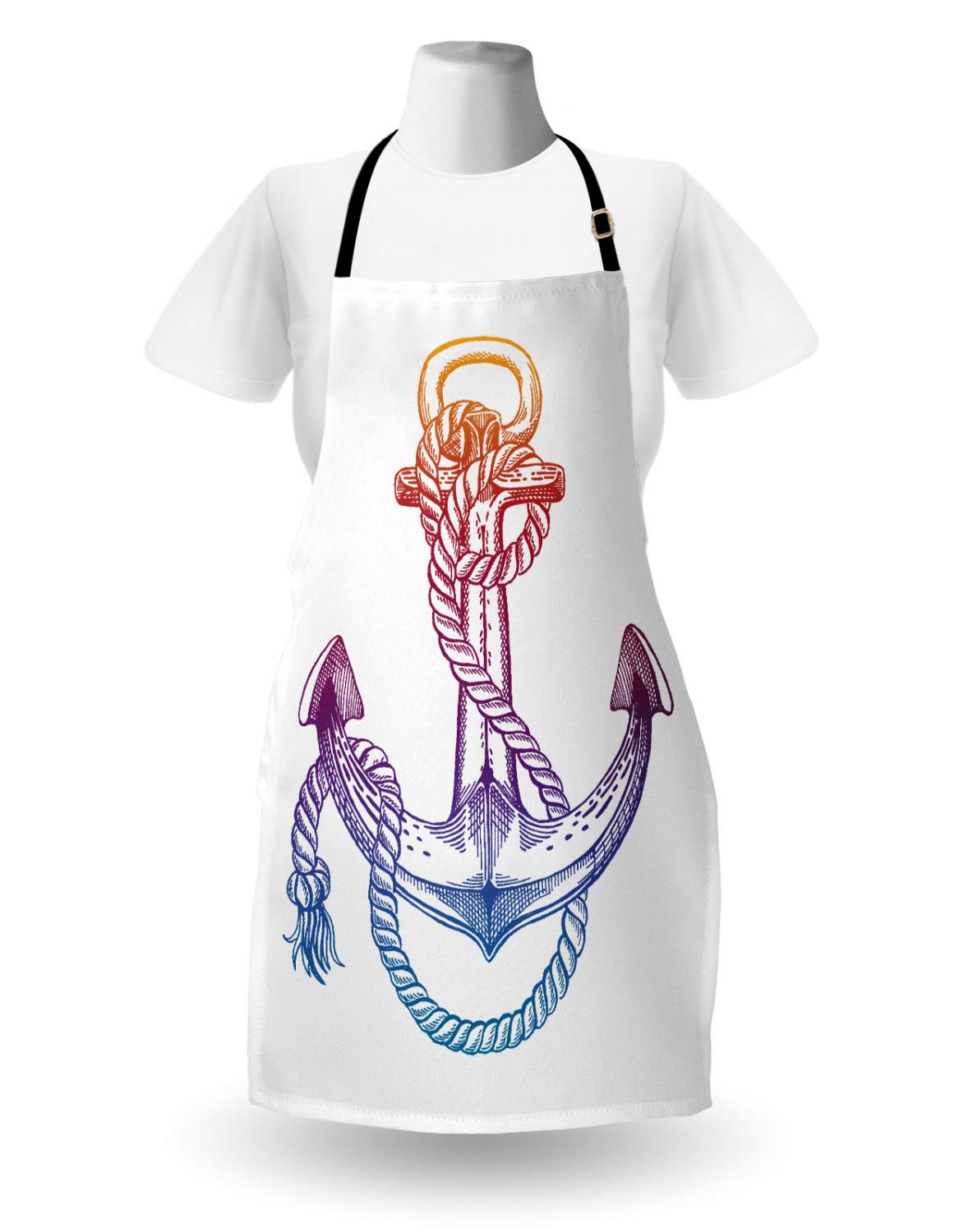 Vintage Nautical Tattoo Apron - Adjustable Unisex Kitchen Bib for Cooking & Gardening