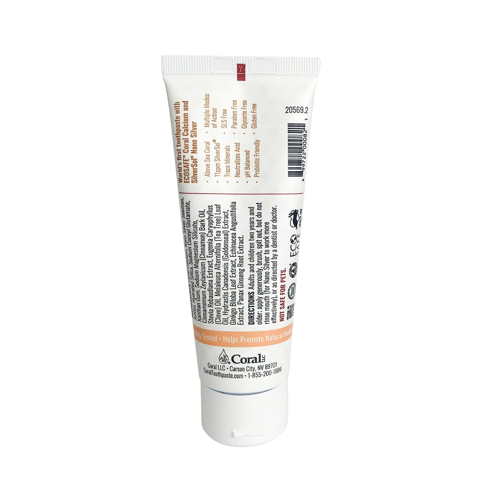 **Natural Coral Nano Silver Cinnamon Tea Tree Toothpaste - Fluoride-Free Teeth Whitening, SLS-Free with Coral Calcium & Nano Silver (4 oz) - Fresh Breath for Sensitive Teeth & Gum Care**
