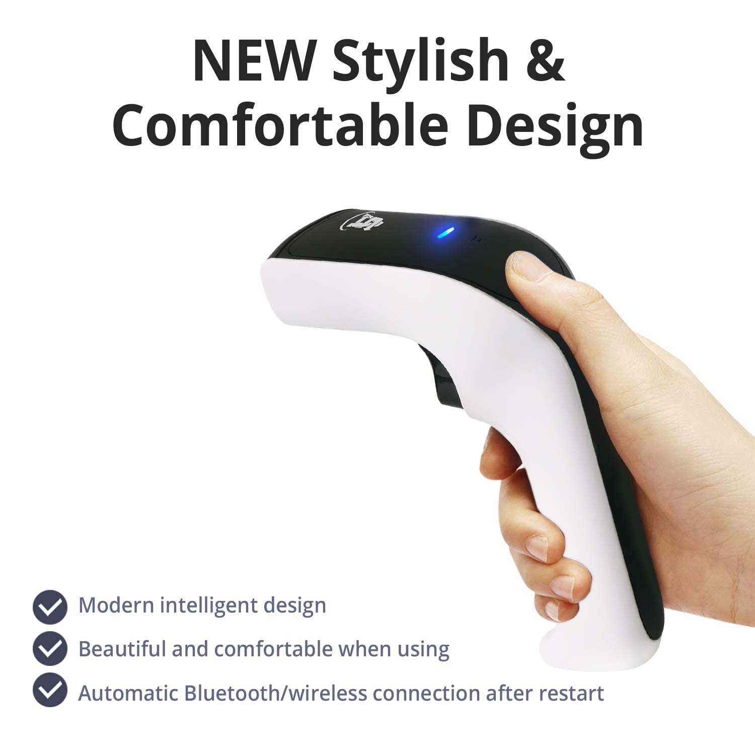 ScanAvenger Wireless Bluetooth Barcode Scanner - Portable 1D & 2D Handheld Scanner with Rechargeable Battery, USB Connectivity for Inventory Management, QR Code Reader - Perfect for Retail Stores, Warehouses and Small Business POS Systems