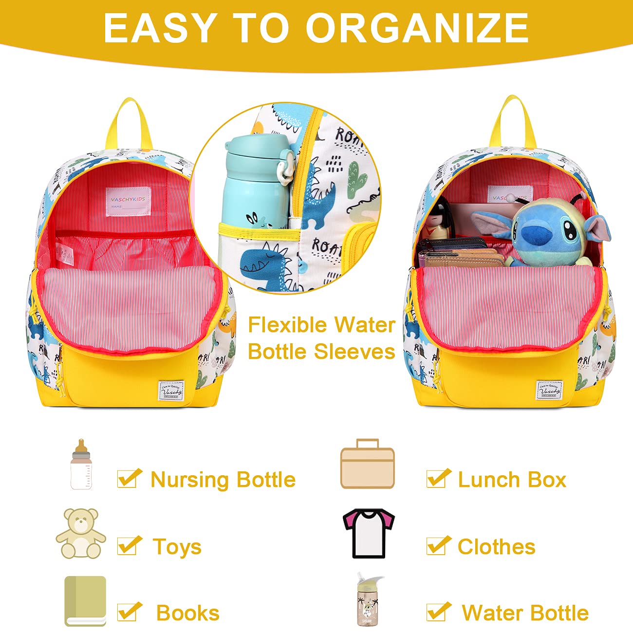 VASCHY Kids Backpack - Lightweight Waterproof School Backpack for Boys & Girls with Adjustable Chest Strap | Perfect for Preschool, Daycare, Travel & Outdoor Adventures
