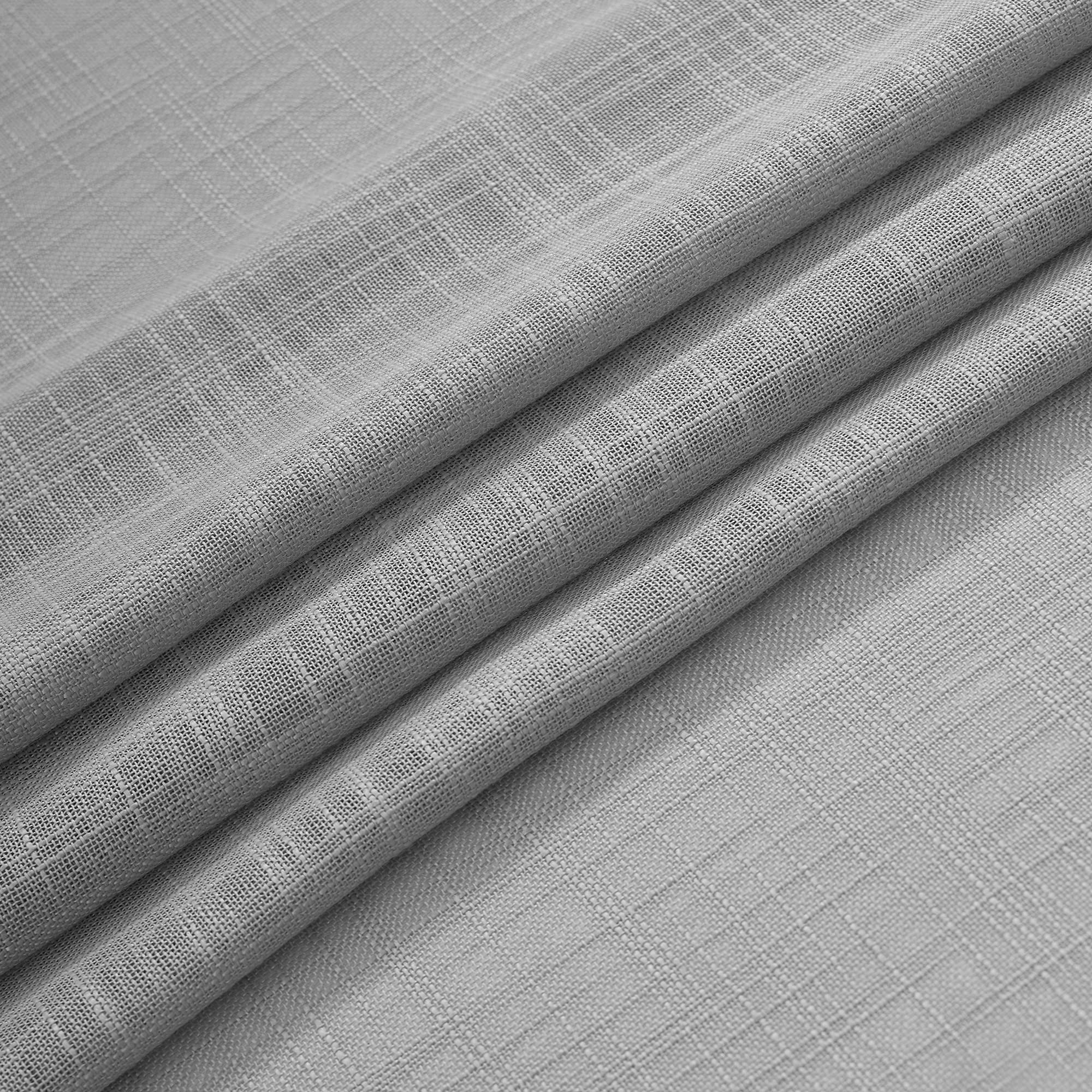 VOILYBIRD Grey Linen Semi Sheer Curtains - Light Filtering Elegant Window Drapes with Tab Top, 52 x 96 Inches, Set of 2 Panels for Living Room & Bedroom - Perfect for Privacy & Soft Natural Light