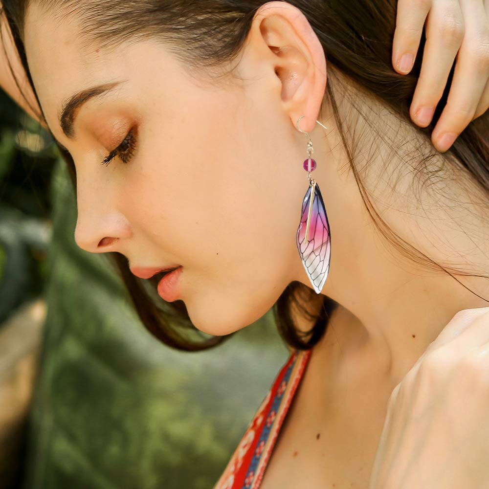 Unique Asymmetrical Monarch Butterfly Wing Drop Earrings - Crystal Dragonfly Dangle Jewelry for Women & Teens | Boho Fashion Accessories for Parties, Weddings & Everyday Wear
