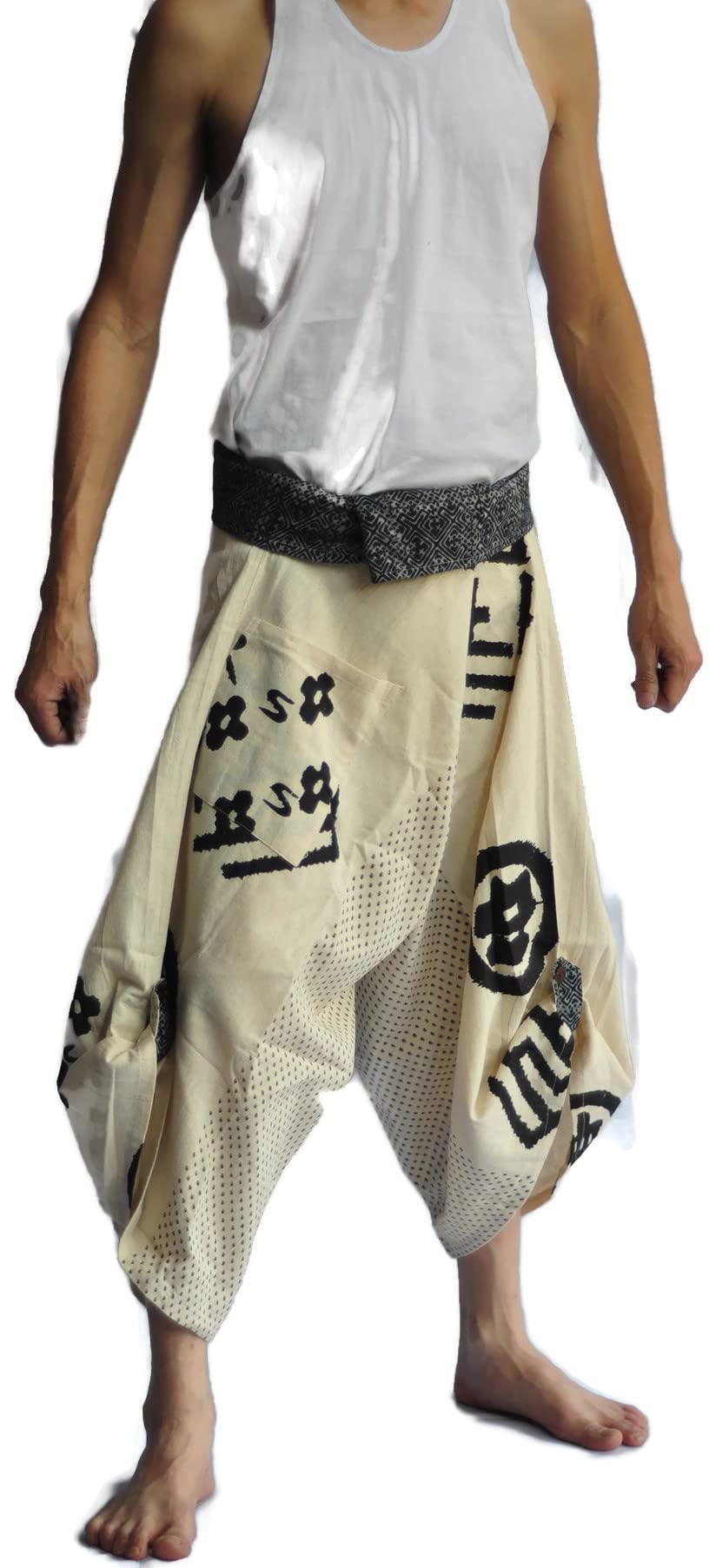 Men's Harem Pants - High Waist Yoga & Lounge Pants with Tassels | Navy Blue Elephant Pants for Plus Size | Japanese Fashion Inspired Comfort Wear | Perfect for Yoga, Meditation & Casual Outfits