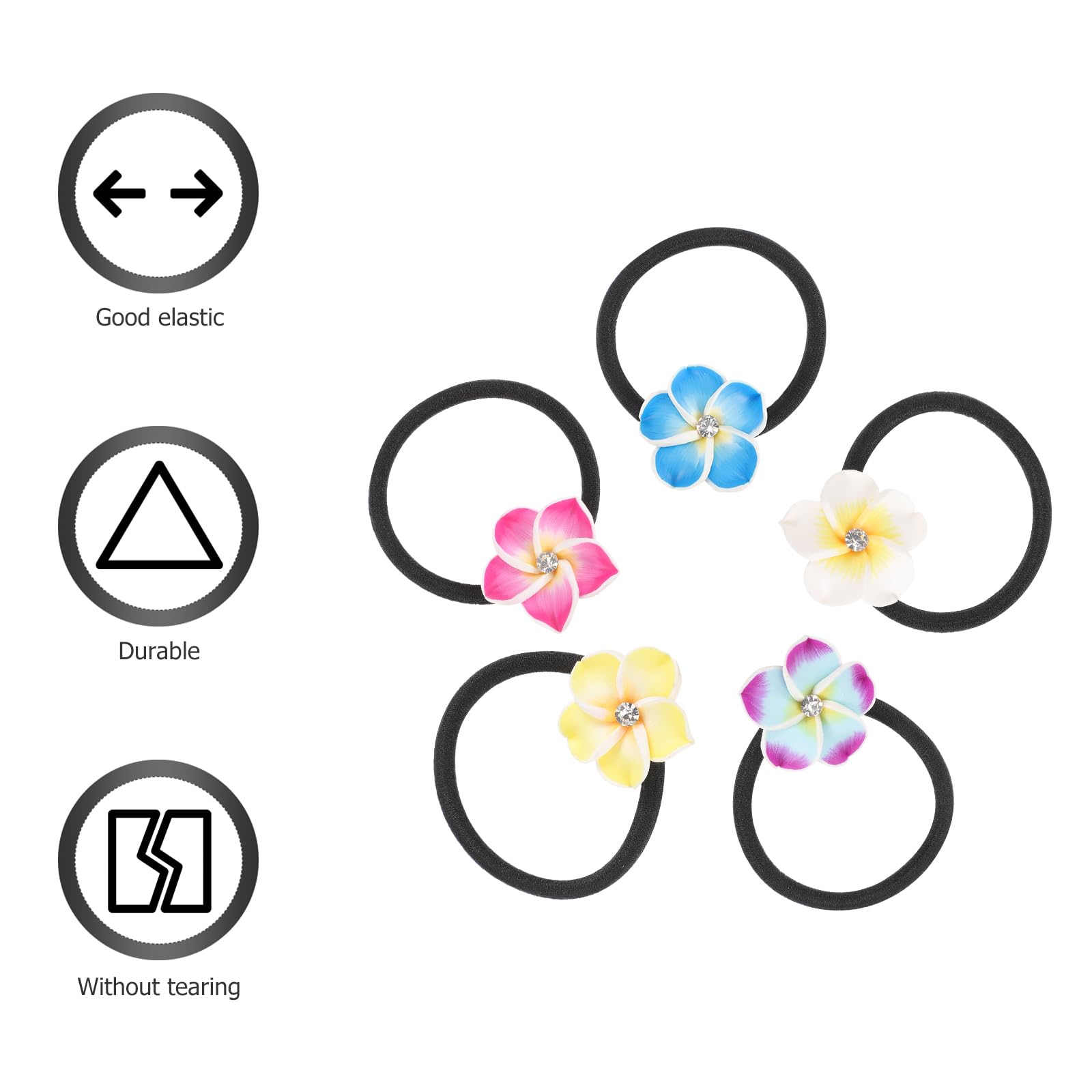 LALAFINA 10 Pack Hawaiian Plumeria Hair Ties - Elastic Hair Bands for Women & Girls, Non-Slip Hair Ropes, Soft Rubber Hair Accessories for School, Work, Beach, and Everyday Use