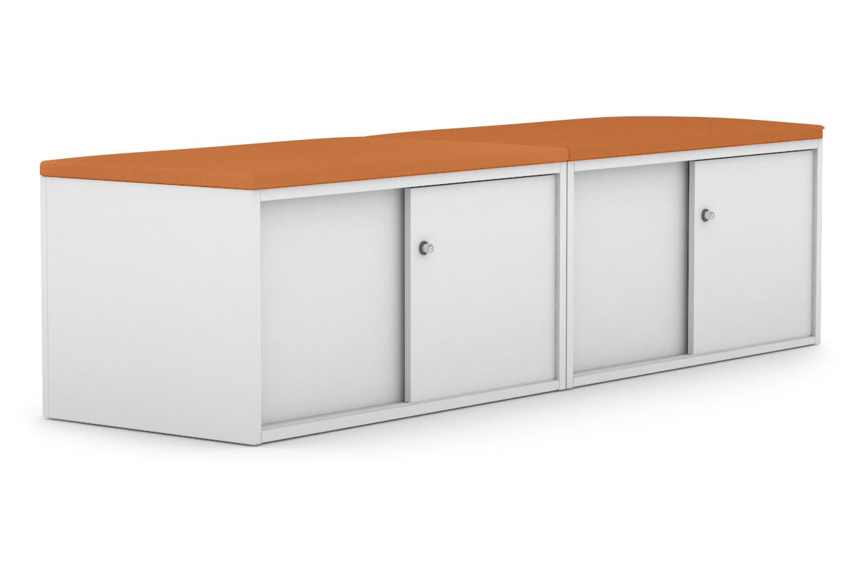 Low Profile Sliding 4-Door Credenza with Soft Top Cushion - Perfect for Home Office, Living Room, and Bedroom Storage