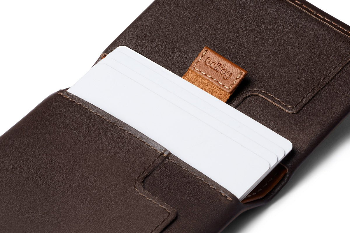 BELLROY Note Sleeve Bi-Fold Wallet in Java Brown Leather - Slim RFID Blocking Minimalist Wallet for Men & Women - Perfect for Everyday Carry, Travel & Business Use