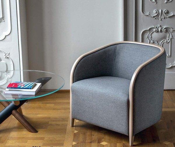 Bross Brig Armchair - Modern Accent Chair for Living Room, Bedroom & Office - Stylish Comfortable Upholstered Lounge Chair with Wooden Legs