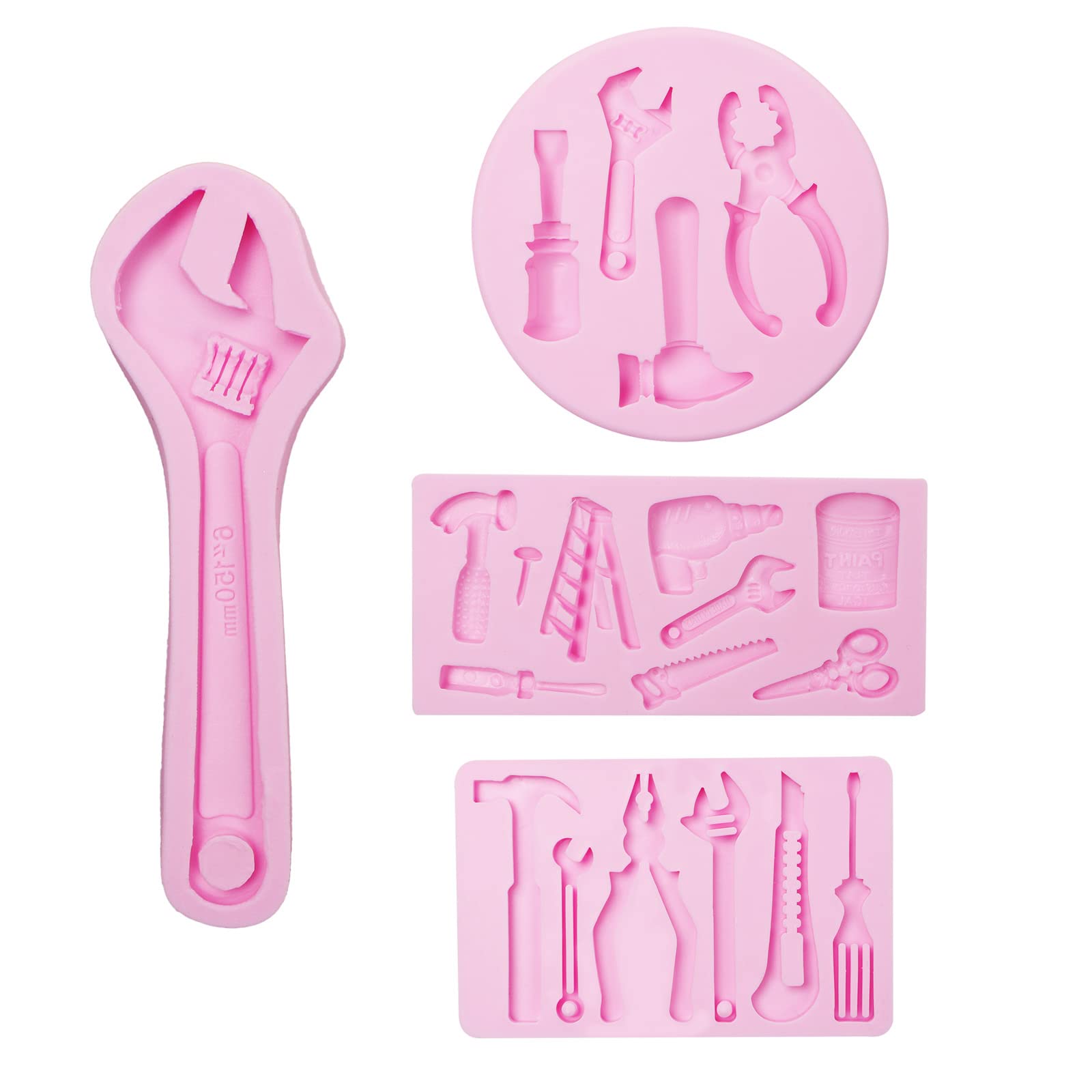 3D Silicone Hand Tools Molds for Cake Decorating, Fondant, Chocolate, Candy & Polymer Clay - Perfect for DIY Cupcake Toppers, Cookie Decorations & Construction-Themed Desserts