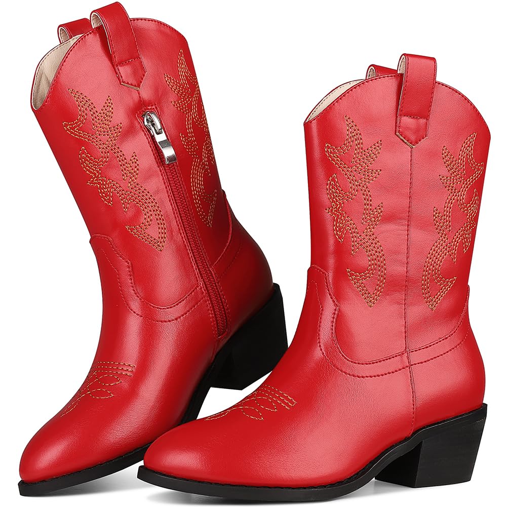**Western Square Toe Cowboy Boots for Kids – Boys & Girls Cowgirl Boots with Walking Heel (Toddler/Little Kid/Big Kid) – Perfect for Rodeo, Parties & Western Style**