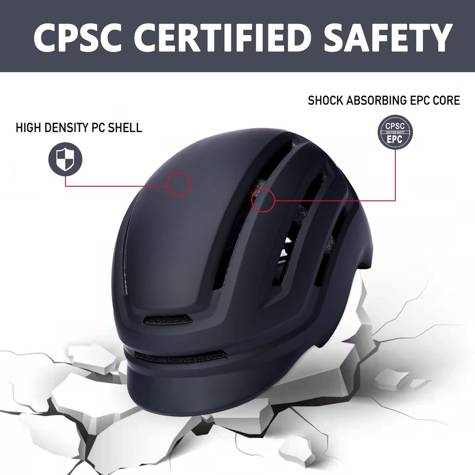 Best Adult Bike Helmet for Men & Women - Lightweight Mountain & Road Cycling Helmet with USB Rechargeable Taillight - Perfect for Commuting, Trail Riding & Urban Cycling Safety